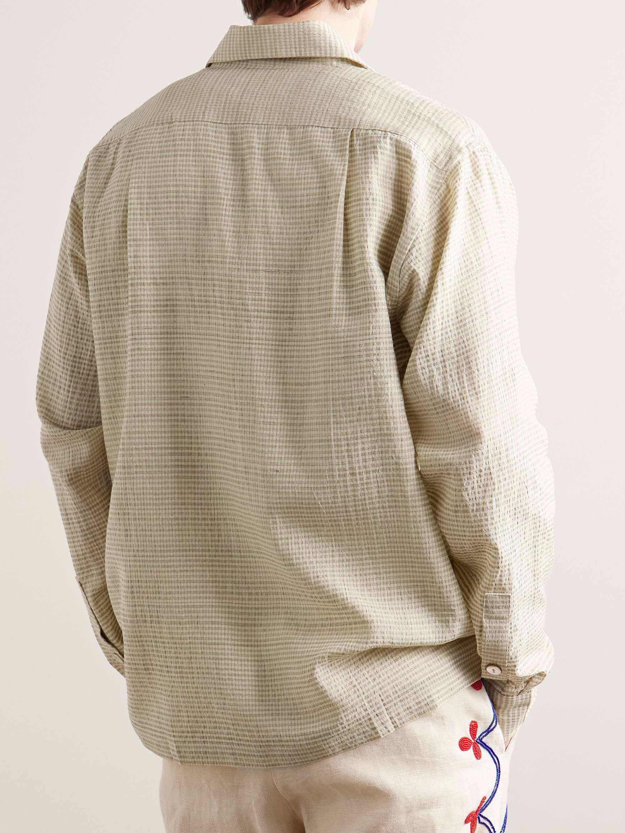 Checked Cotton and Silk-Blend Shirt view