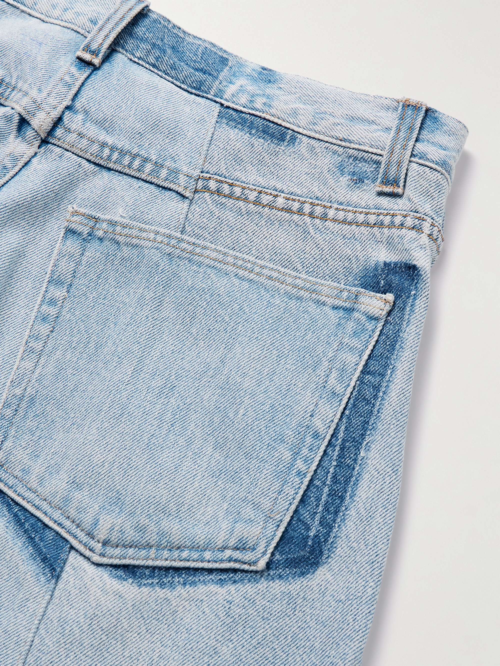 Straight-Leg Upcycled Frayed Embellished Panelled Jeans view