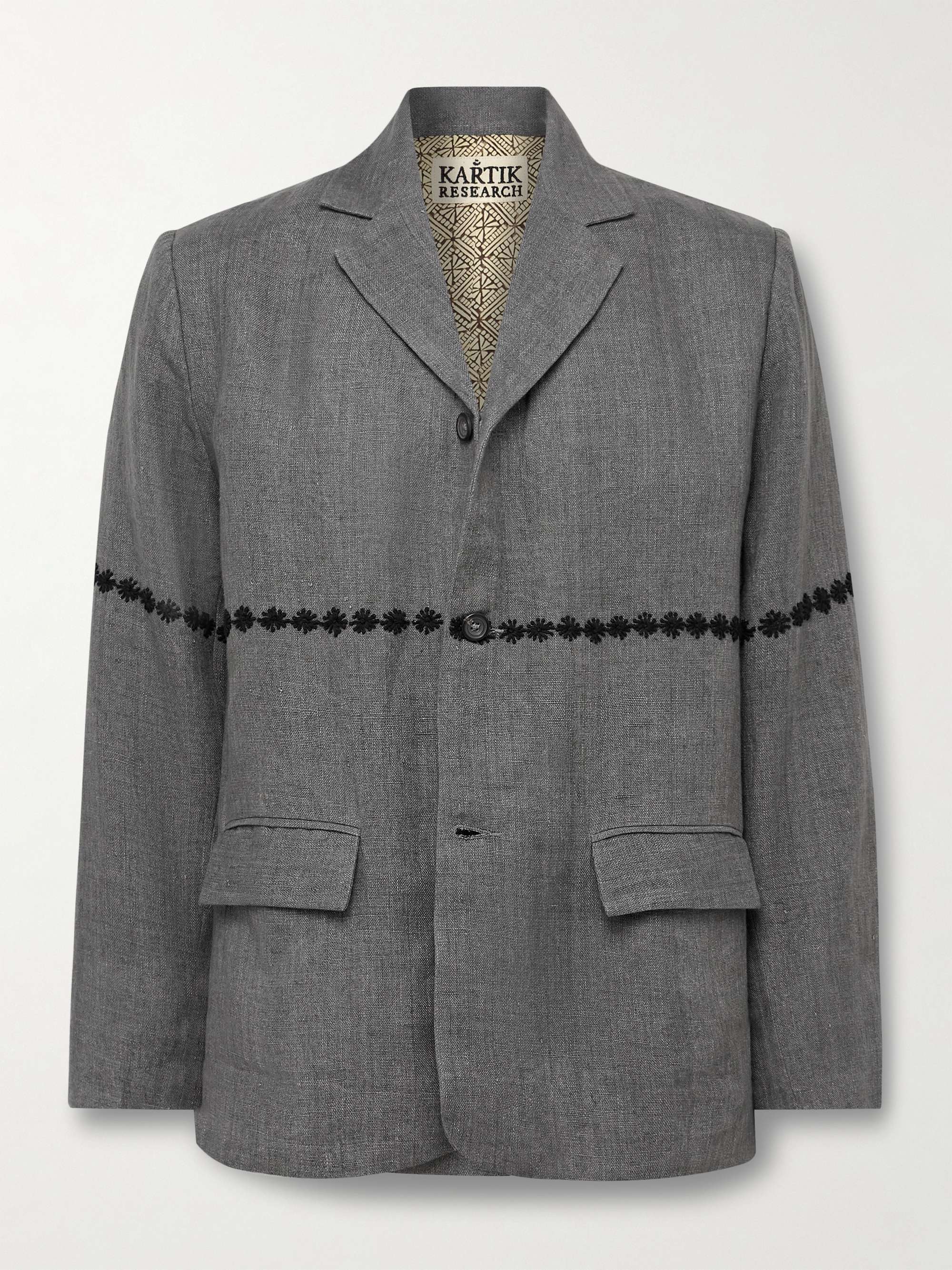 Embroidered Linen Blazer view