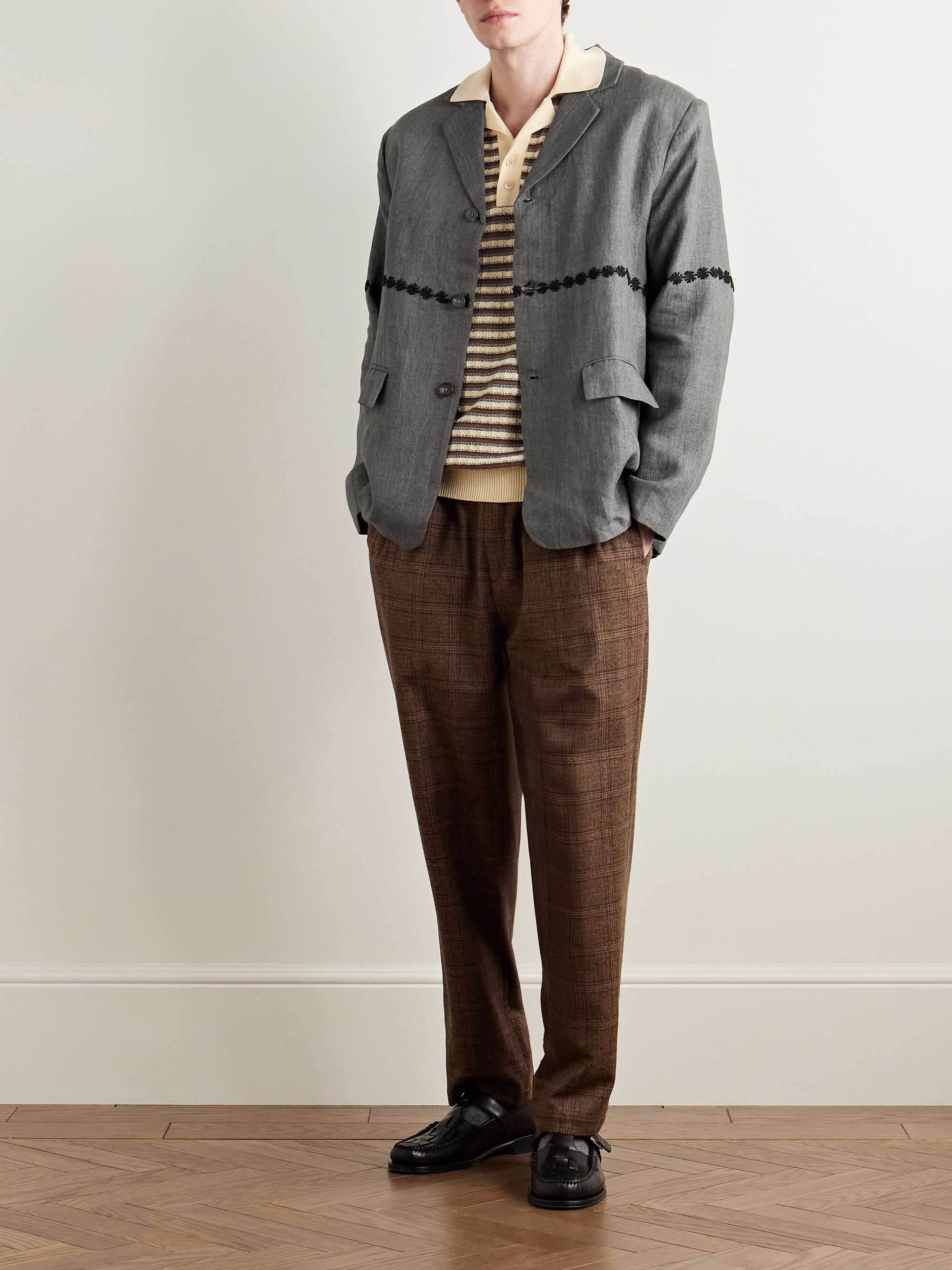 Embroidered Linen Blazer view