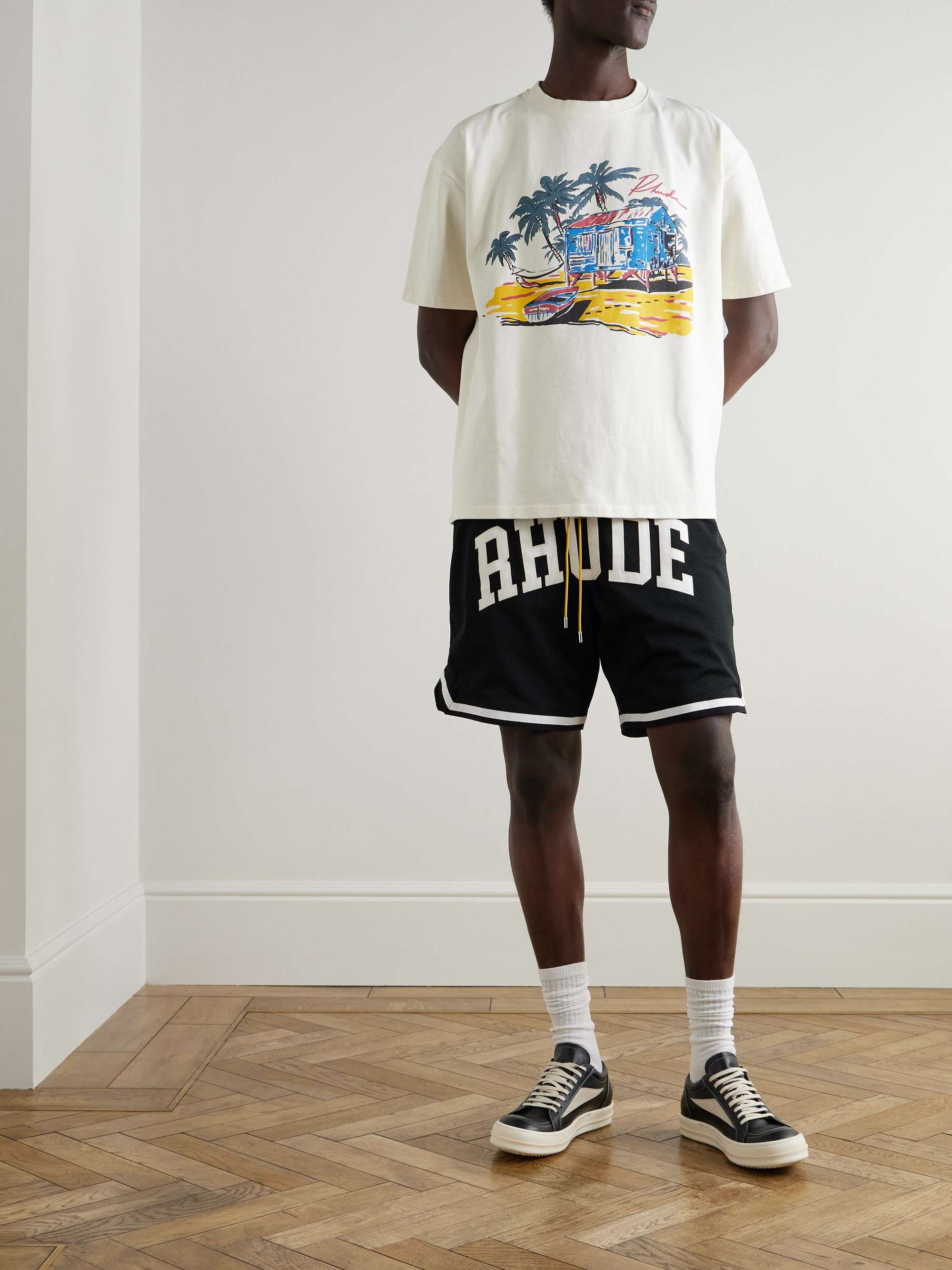 Logo-Appliquéd Mesh Drawstring Shorts view