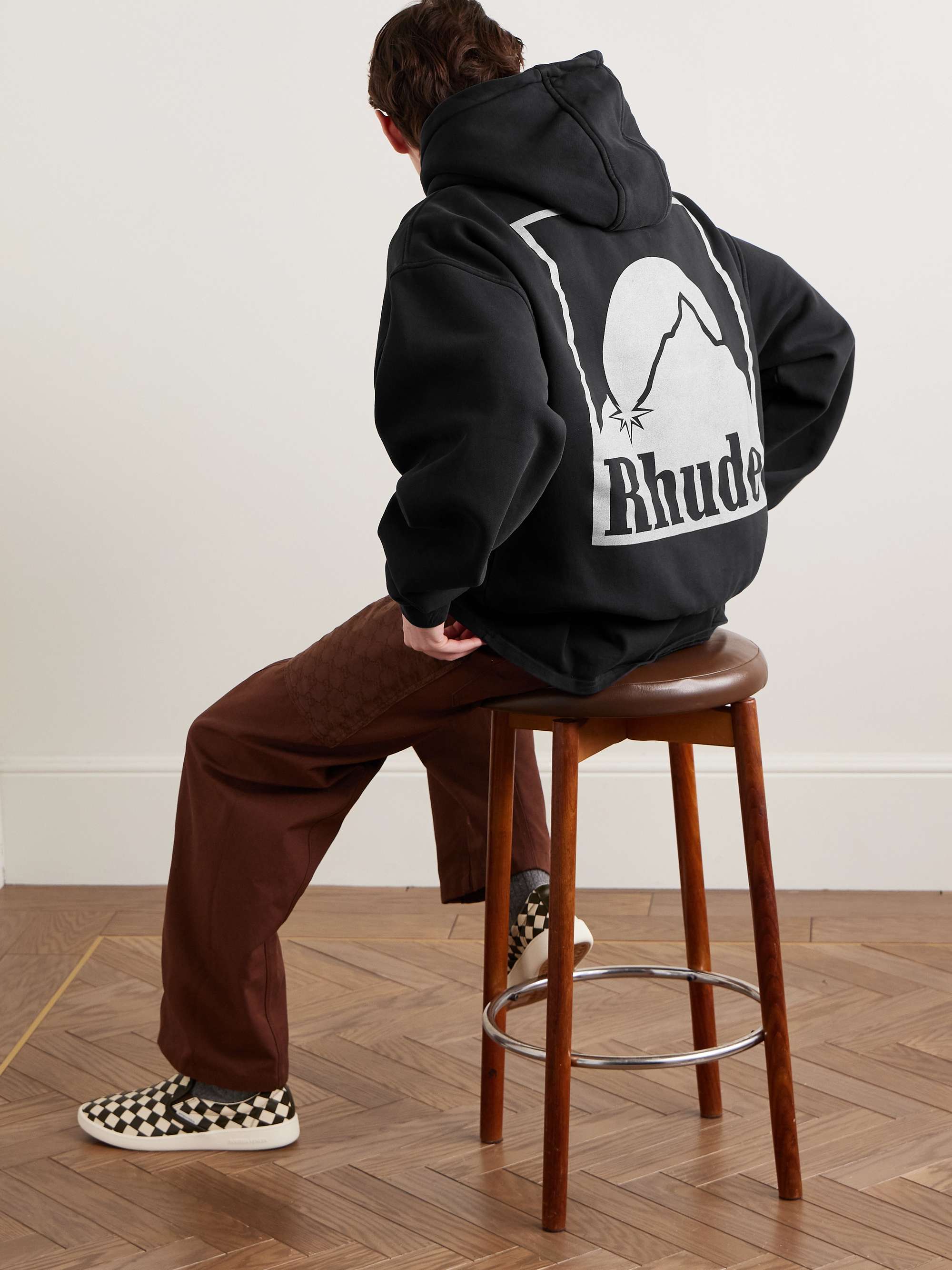Moonlight Badge Logo-Print Cotton-Jersey Hoodie view