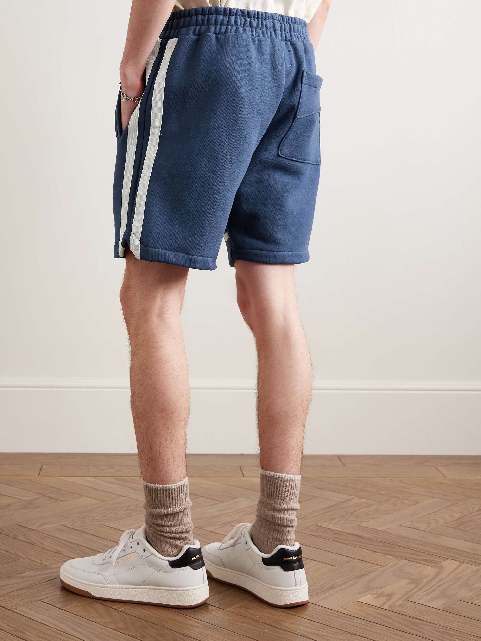 Champions Grosgrain-Trimmed Logo-Print Cotton-Jersey Drawstring Shorts view