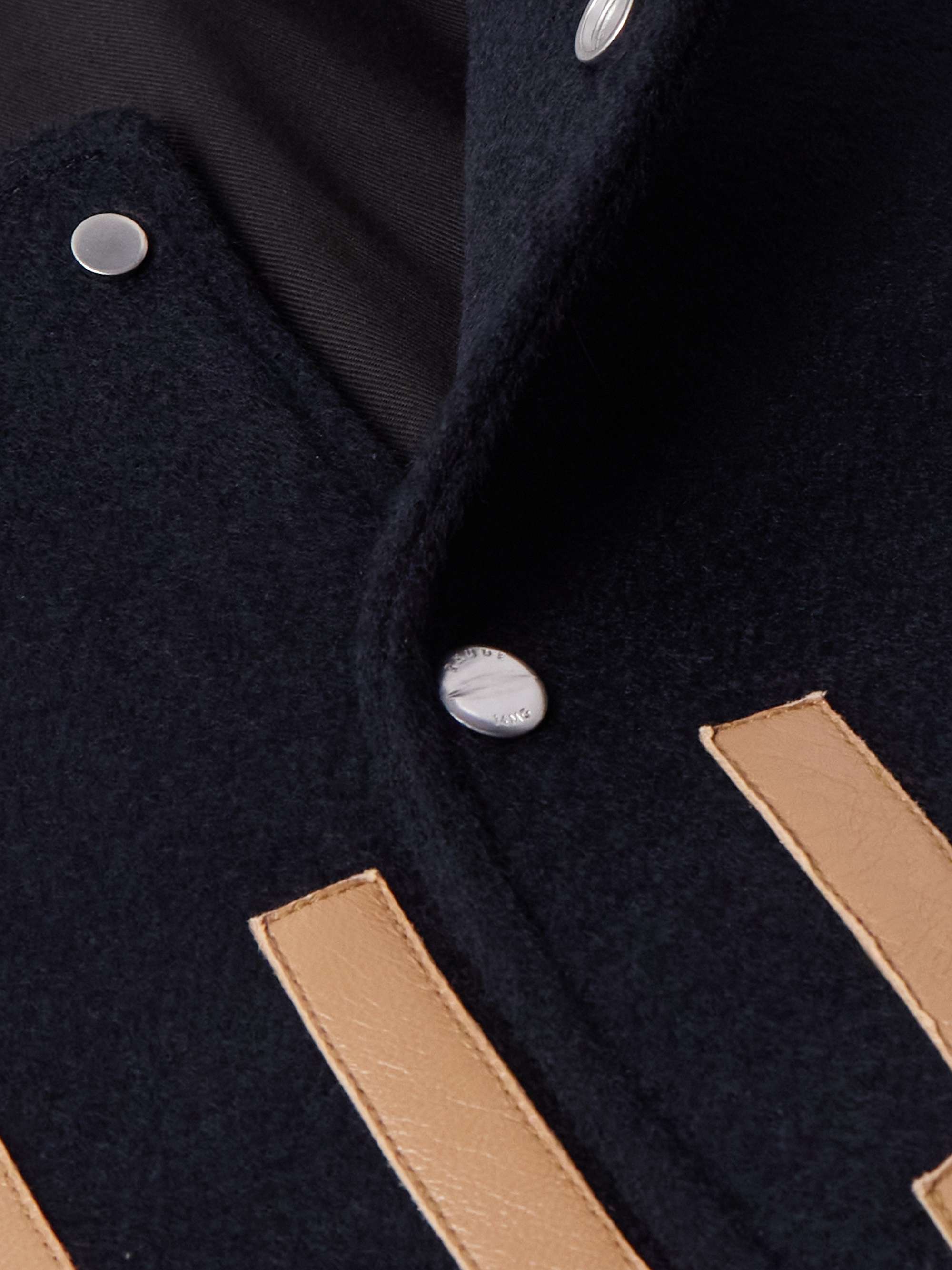 Logo-Appliquéd Wool-Felt and Leather Varsity Jacket view