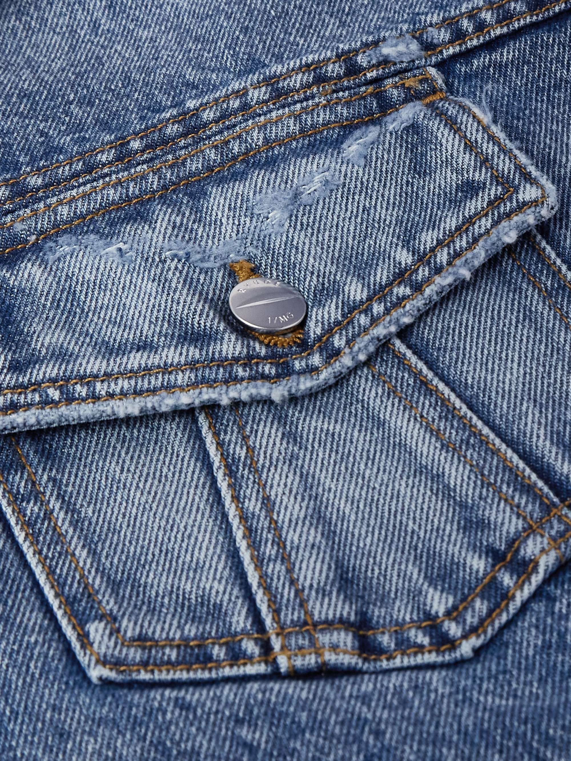 Dropneck Cropped Distressed Denim Trucker Jacket view