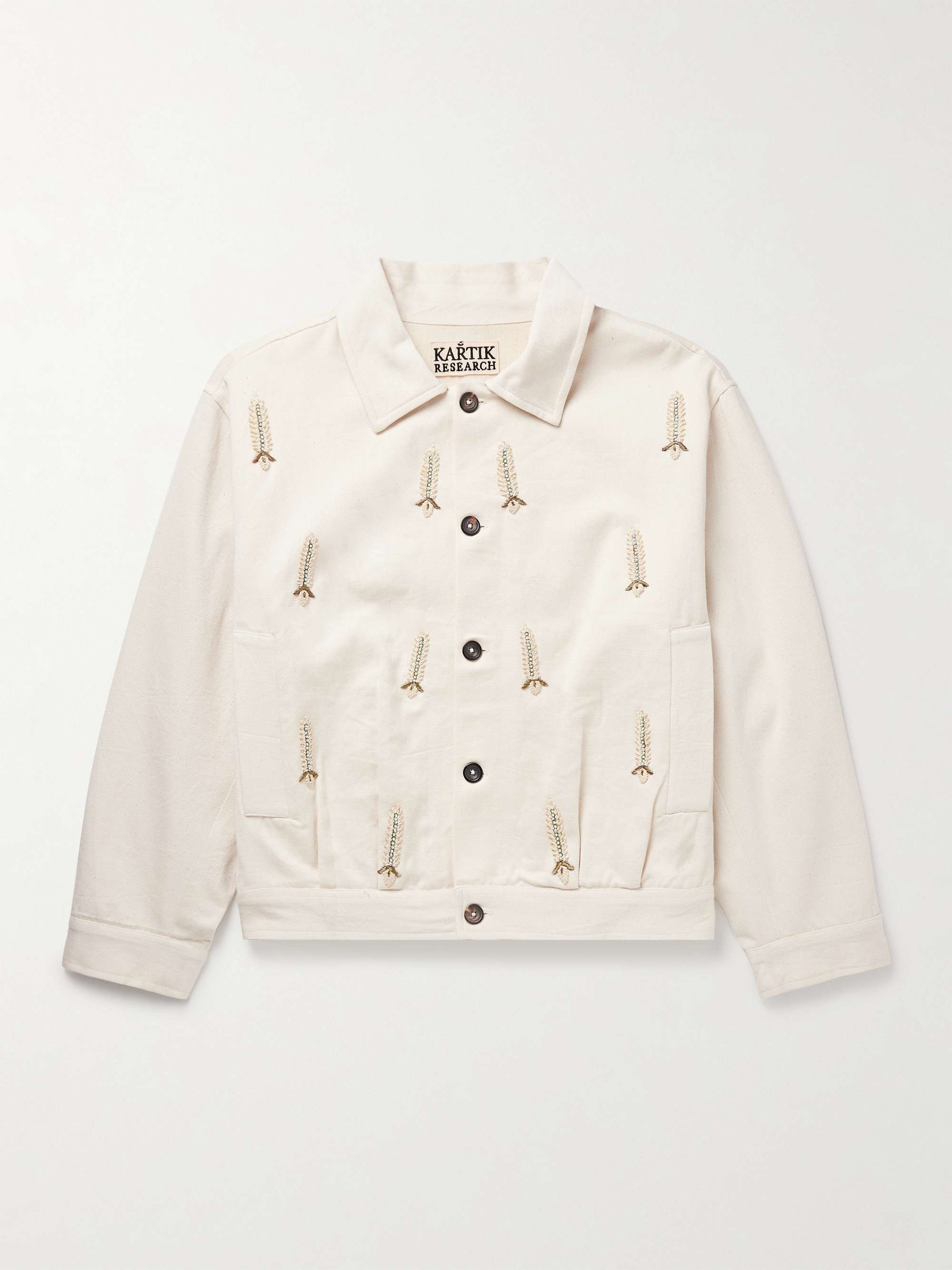 Embellished Embroidered Cotton-Twill Jacket view