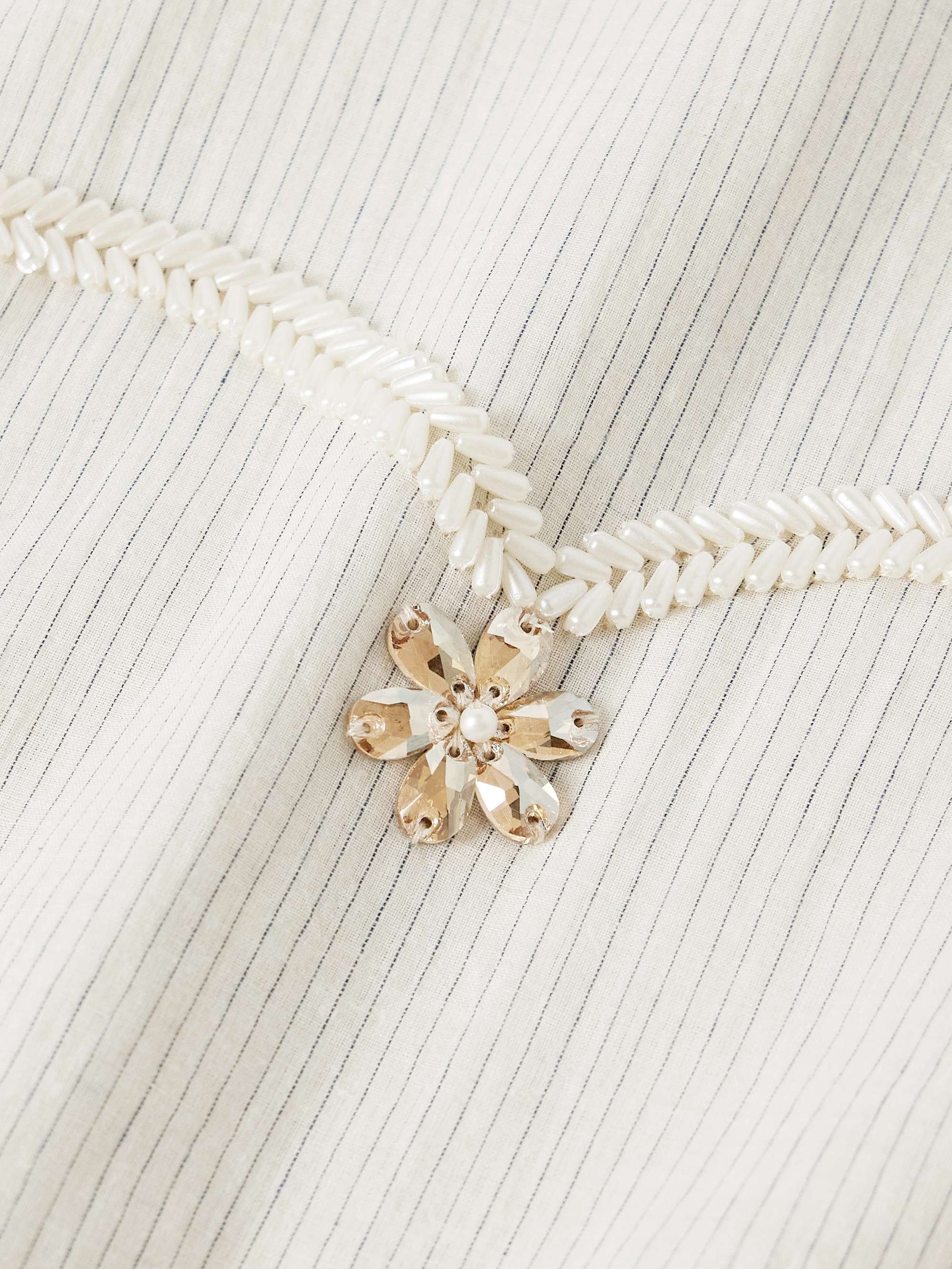 Embellished Striped Cotton-Voile Shirt view