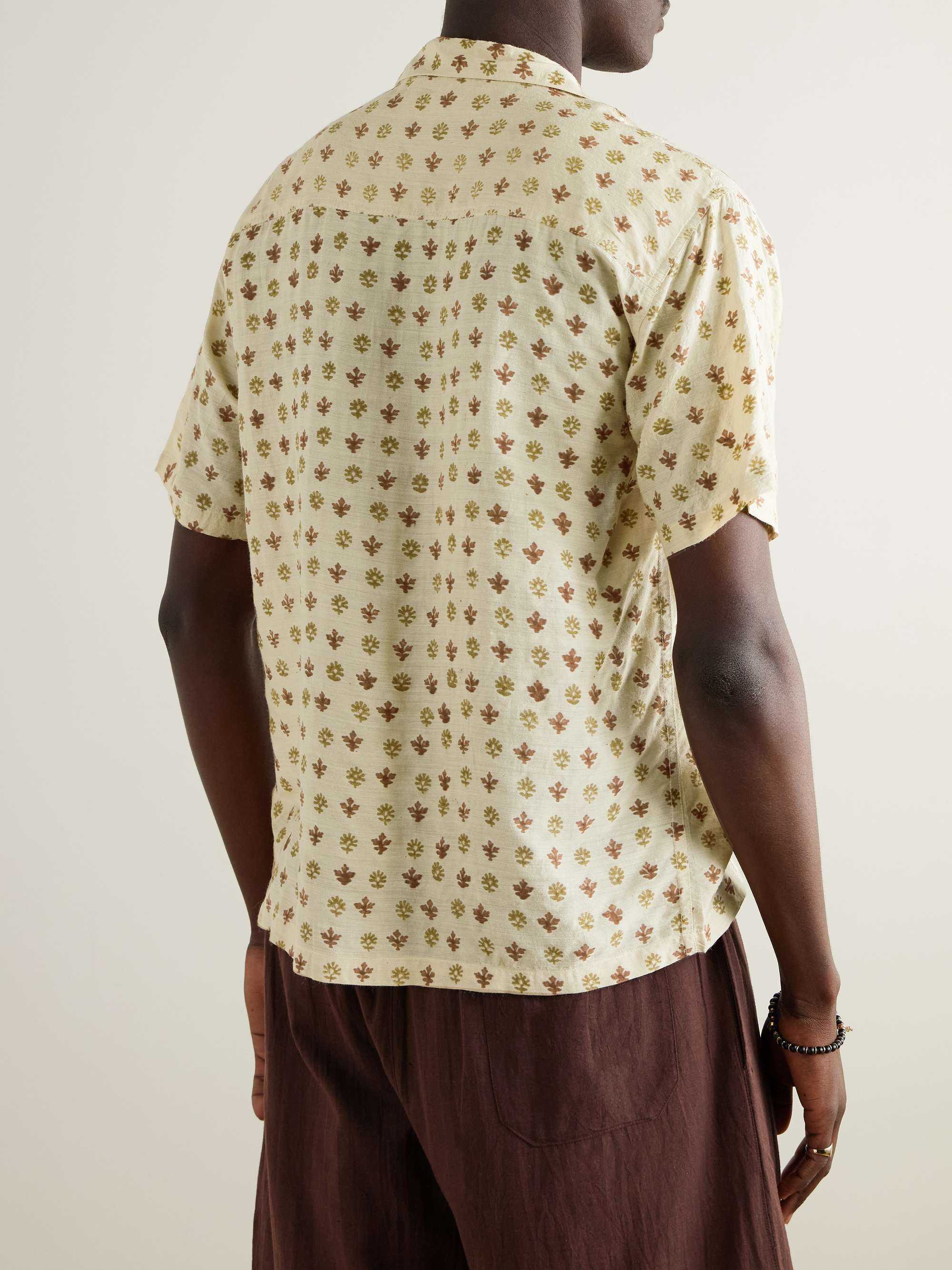 Camp-Collar Embroidered Silk Shirt view