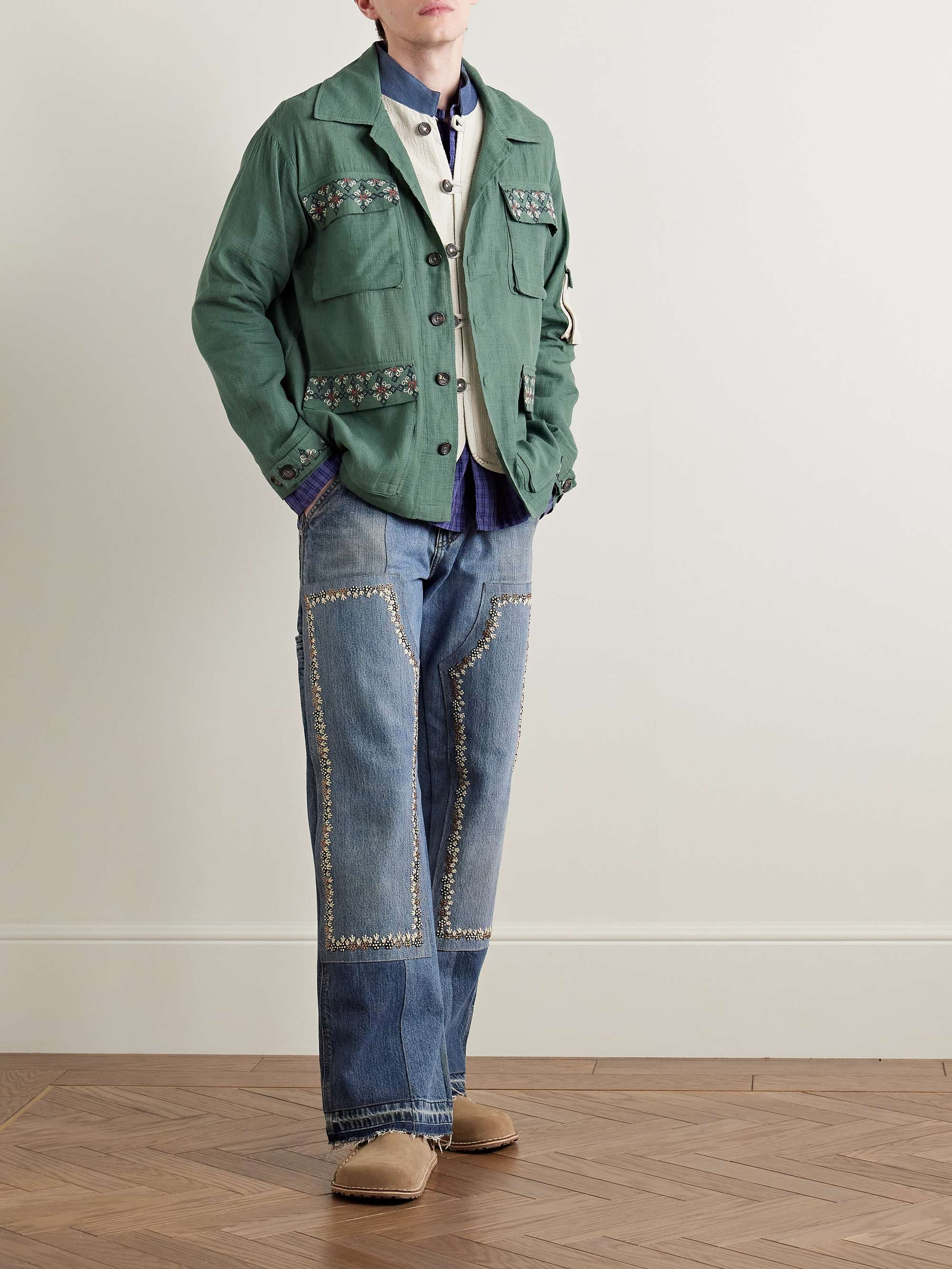 Embroidered Cotton-Ripstop Jacket with Detachable Liner view