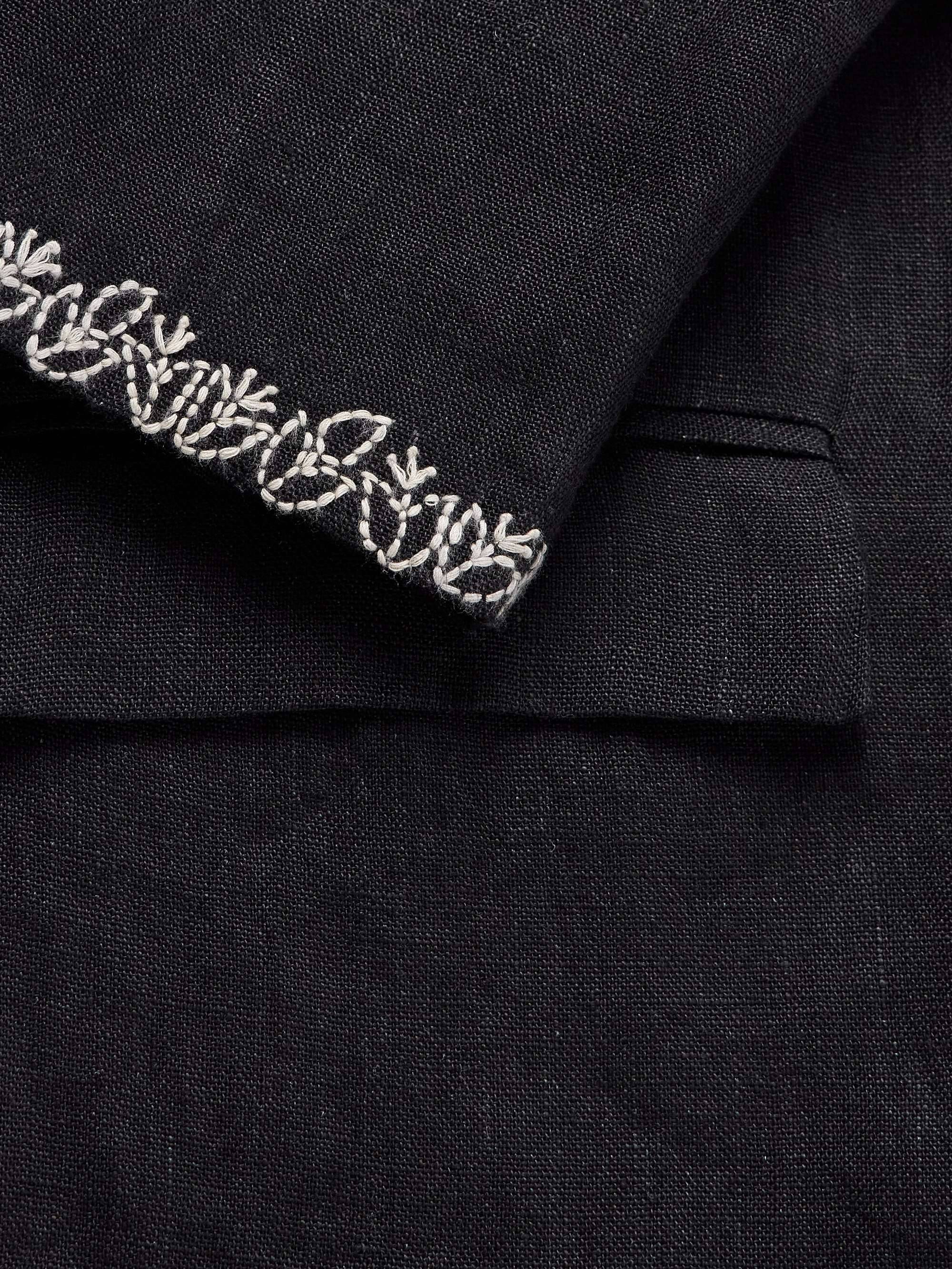 Unstructured Embroidered Linen Blazer view