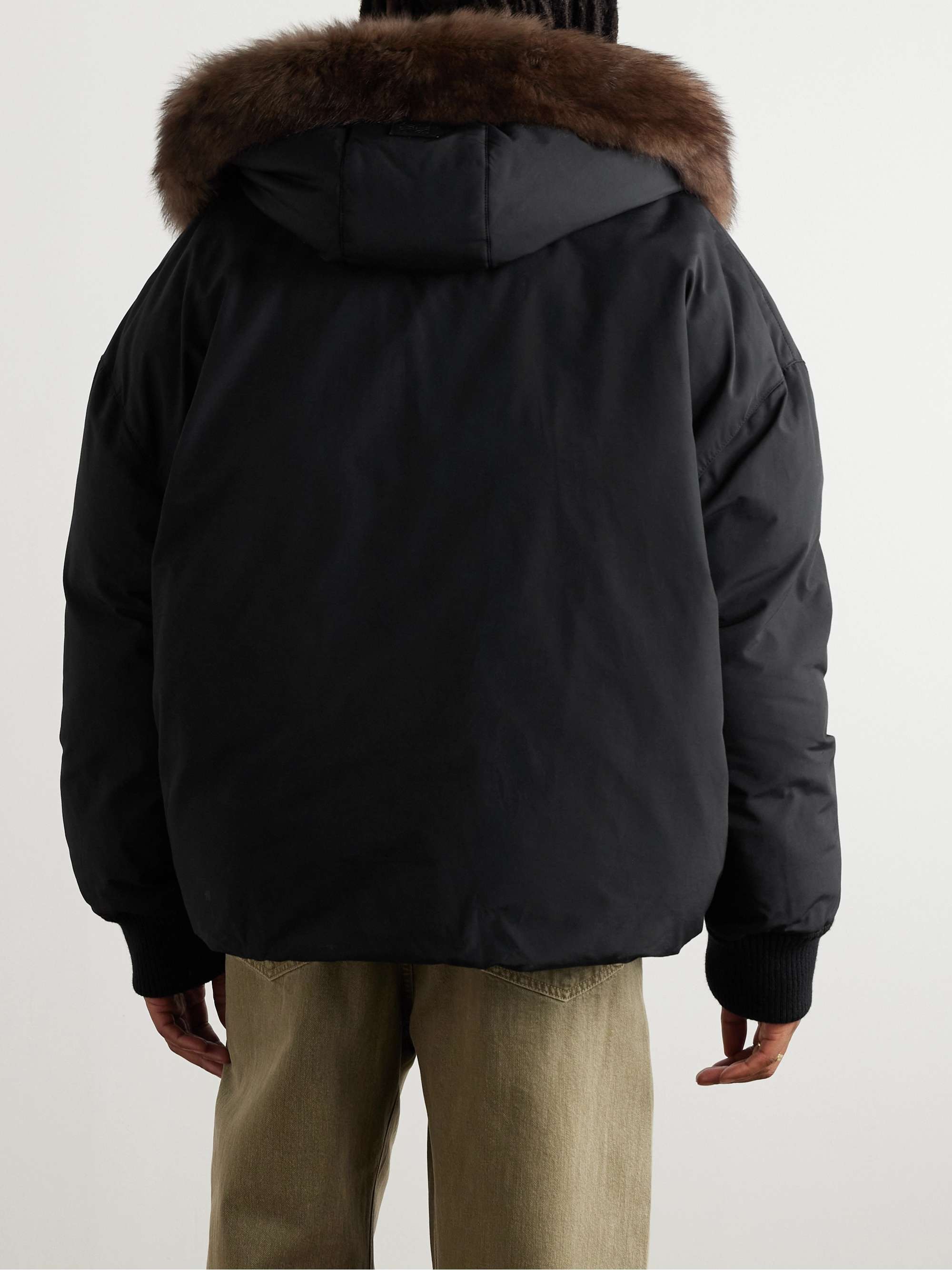 Faux-Fur Trimmed Padded Cotton-Blend Hooded Jacket view