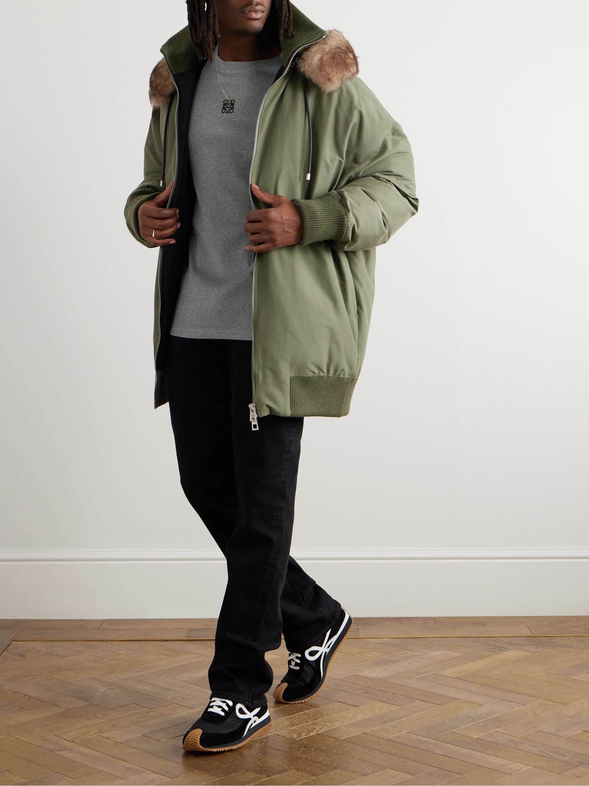 Shearling-Trimmed Cotton-Blend Jacket view