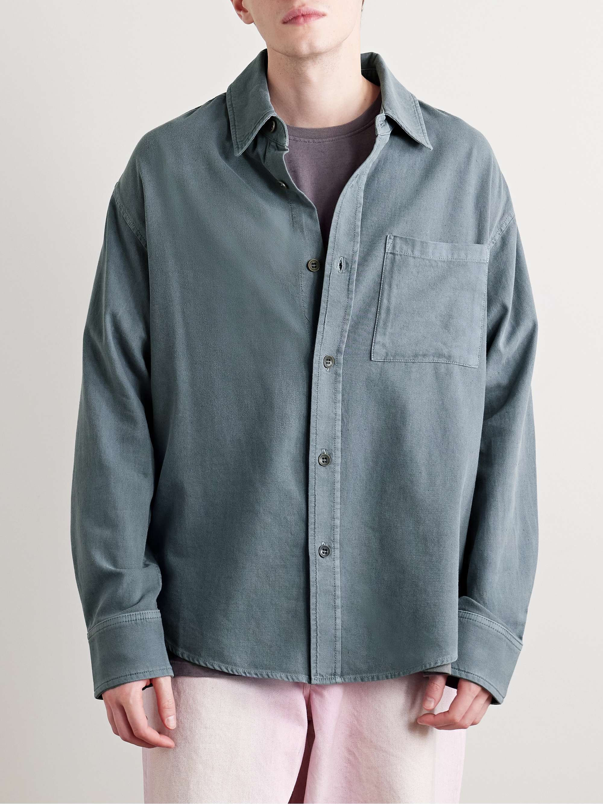 Early Dawn Stonewashed Cotton and Silk-Blend Twill Overshirt view