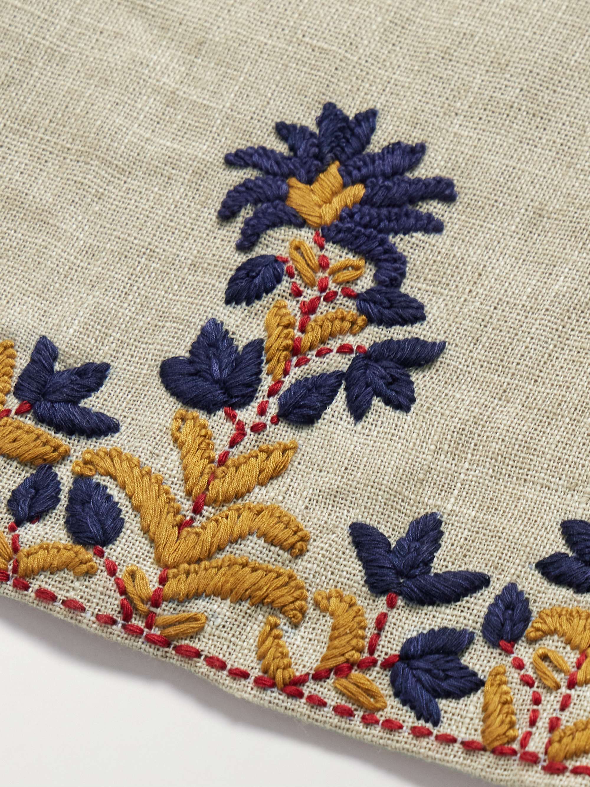 Straight-Leg Embroidered Linen Trousers view