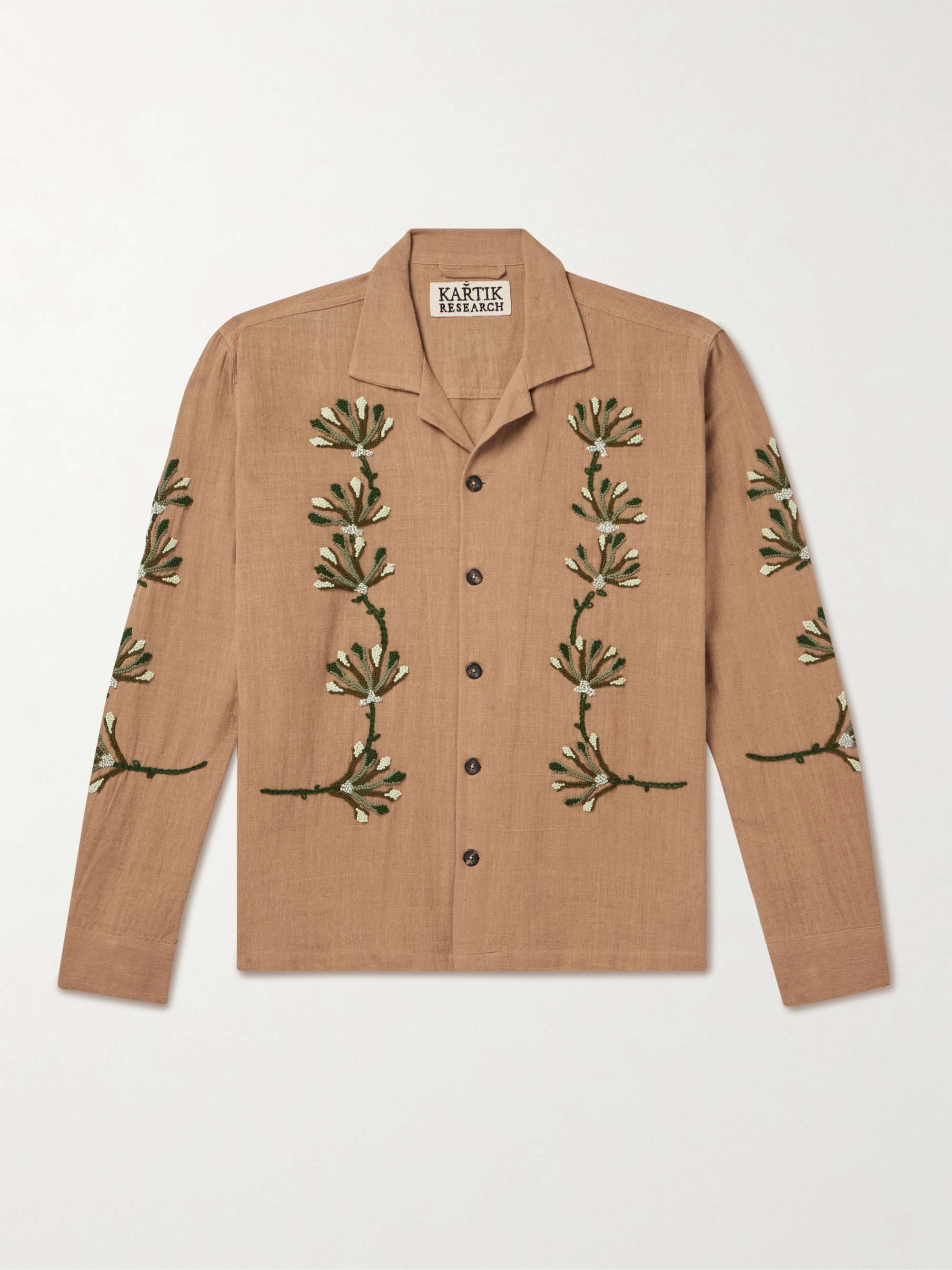 Bead-Embellished Embroidered Cotton Shirt view