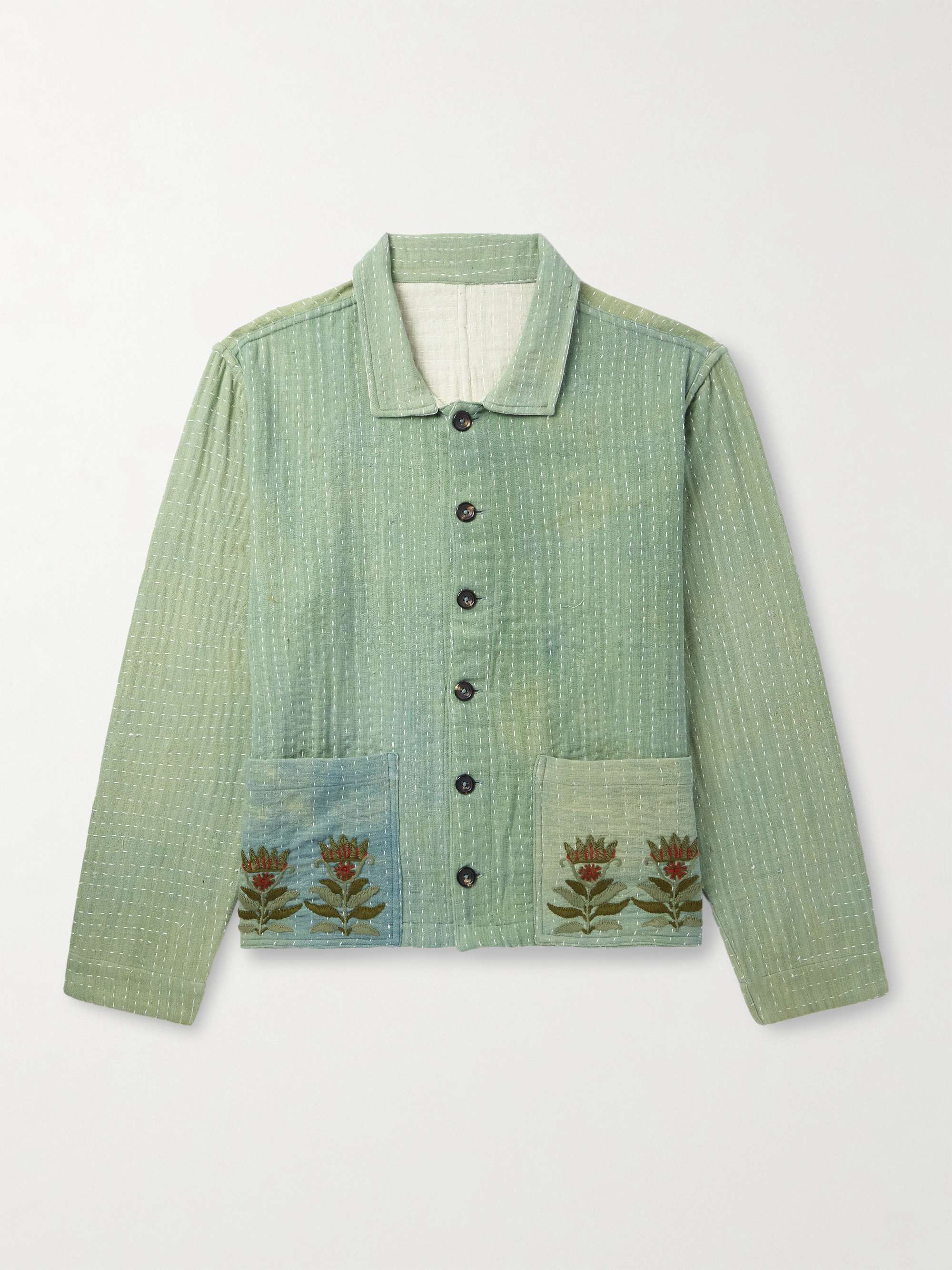 Embroidered Kantha Cotton-Gauze Chore Jacket view
