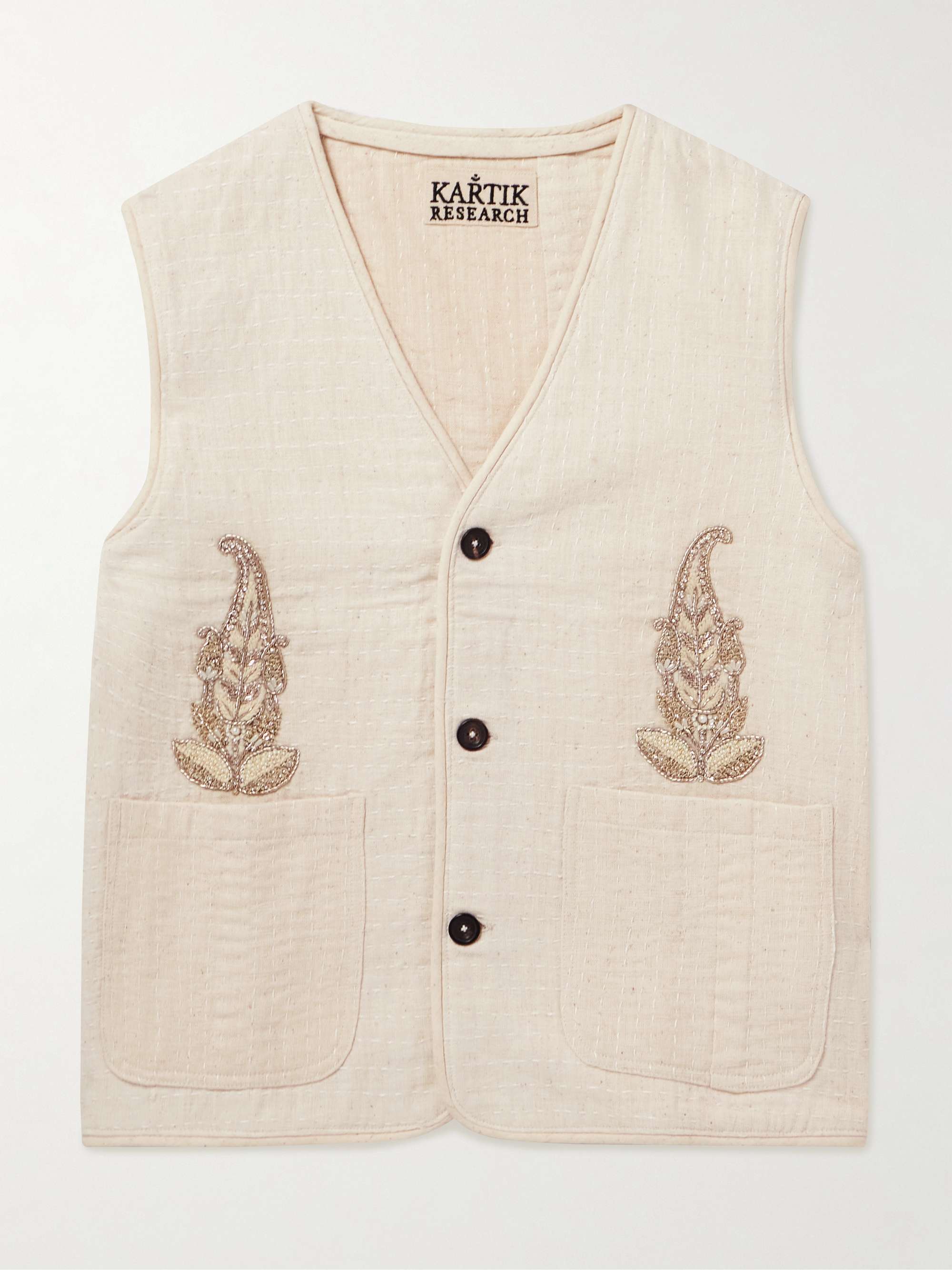 Kantha Embellished Embroidered Cotton Vest view