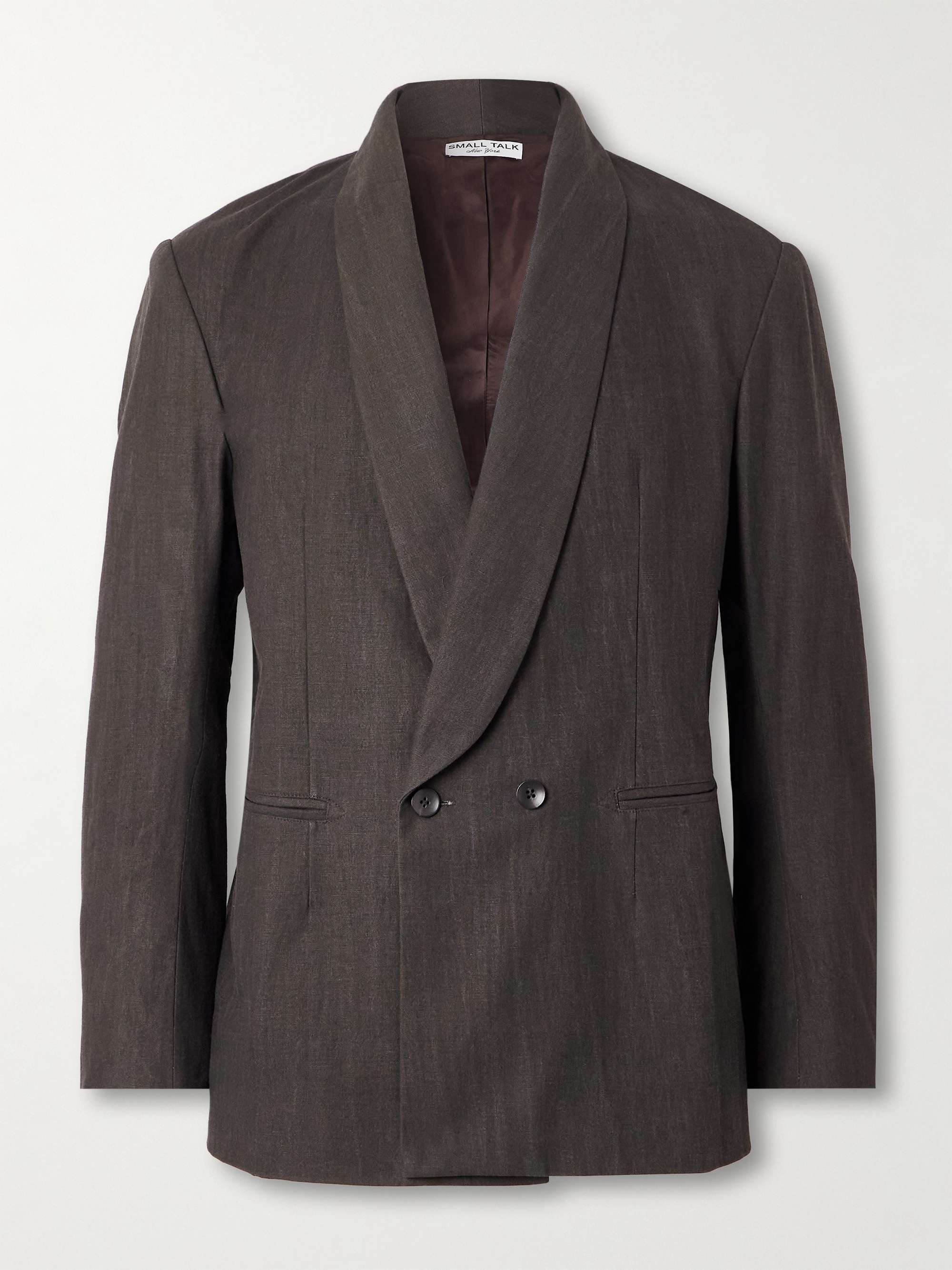 Shawl-Lapel Double-Breasted Cotton-Canvas Suit Jacket view