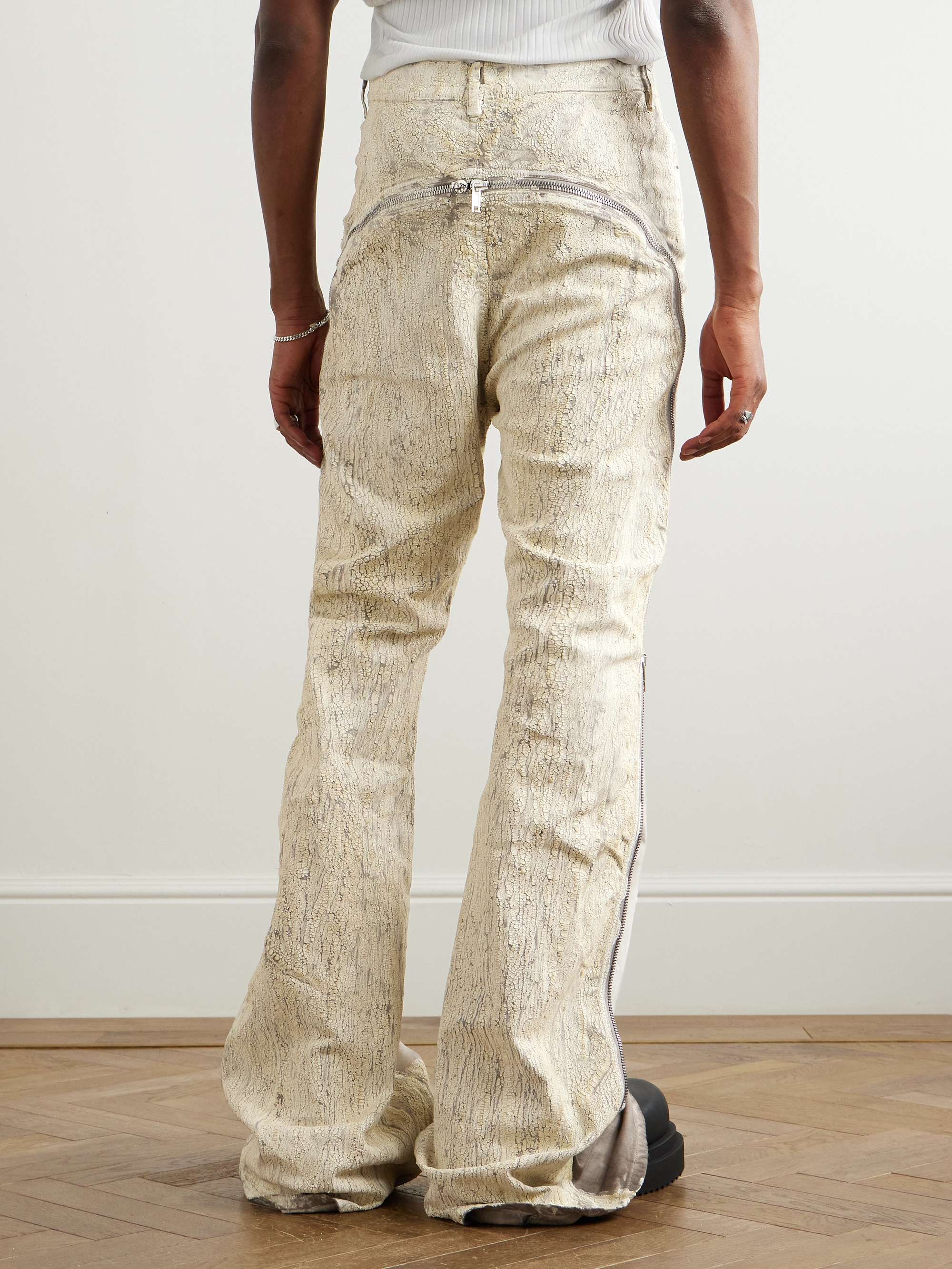 Bolan Banana Flared Zip-Detailed Metallic Megacrust Jeans view
