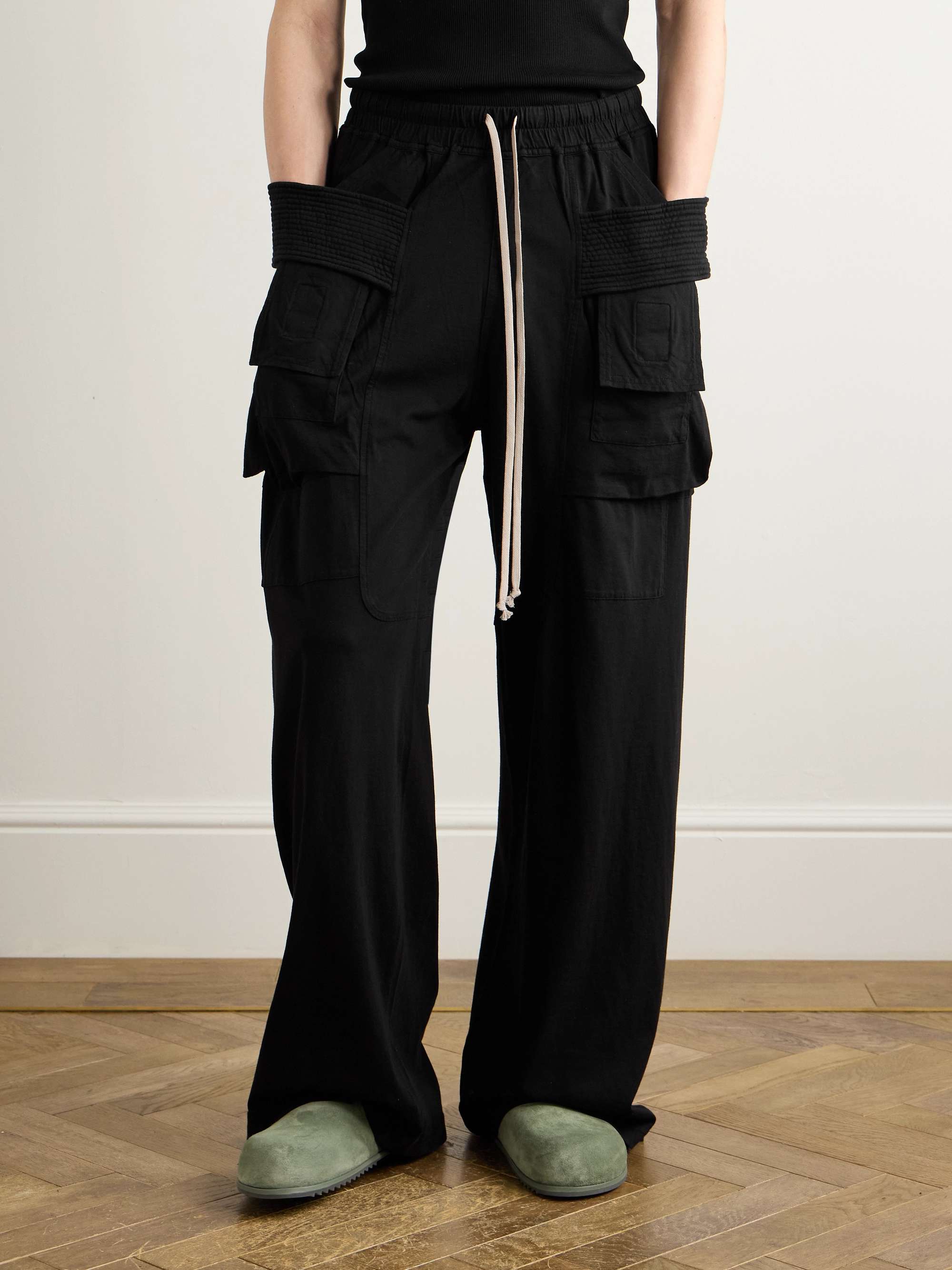 Creatch Wide-Leg Cotton-Twill Drawstring Cargo Sweatpants view