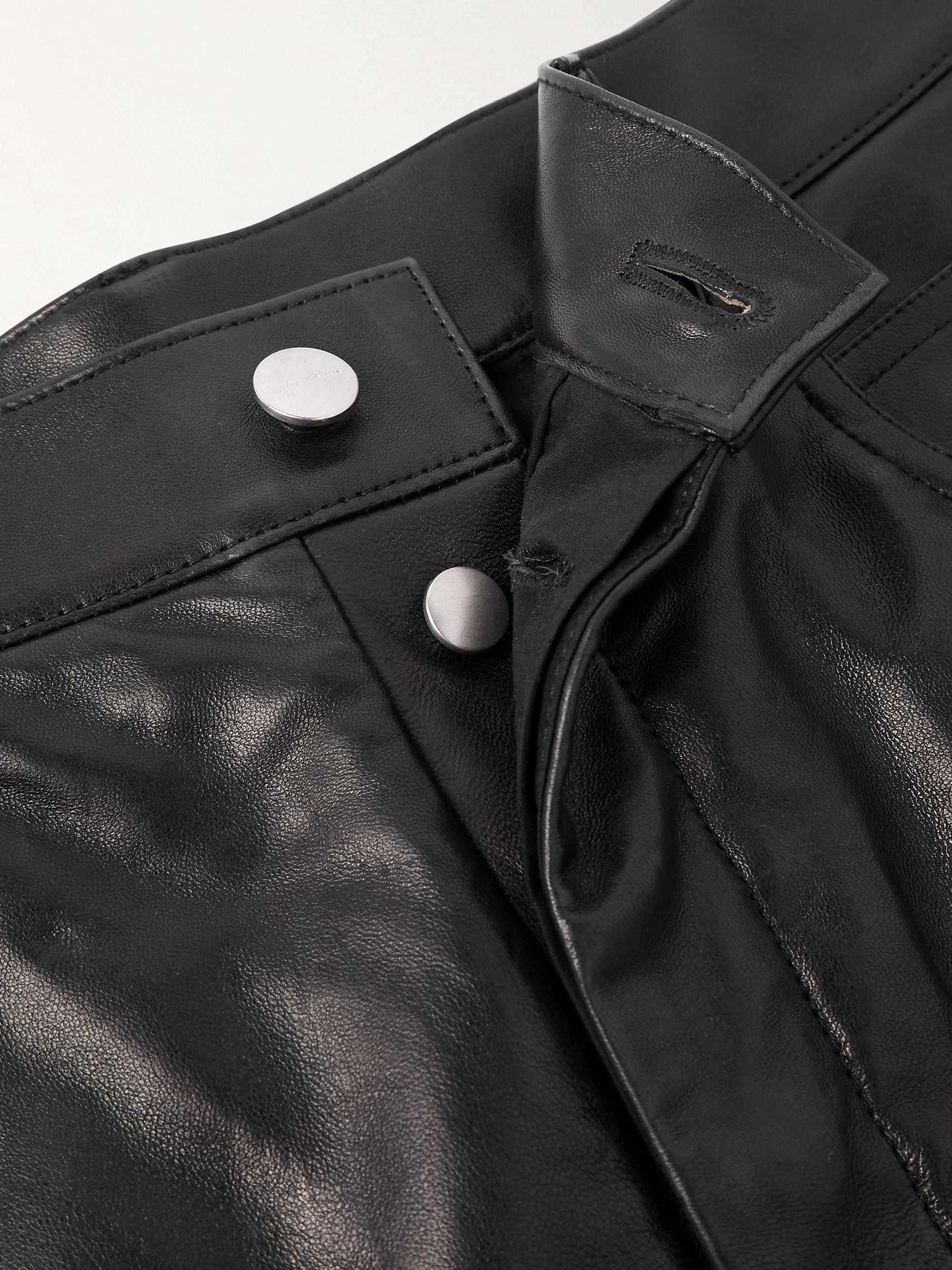 Bolan Banana Flared Zip-Detailed Waxed-Leather Trousers view