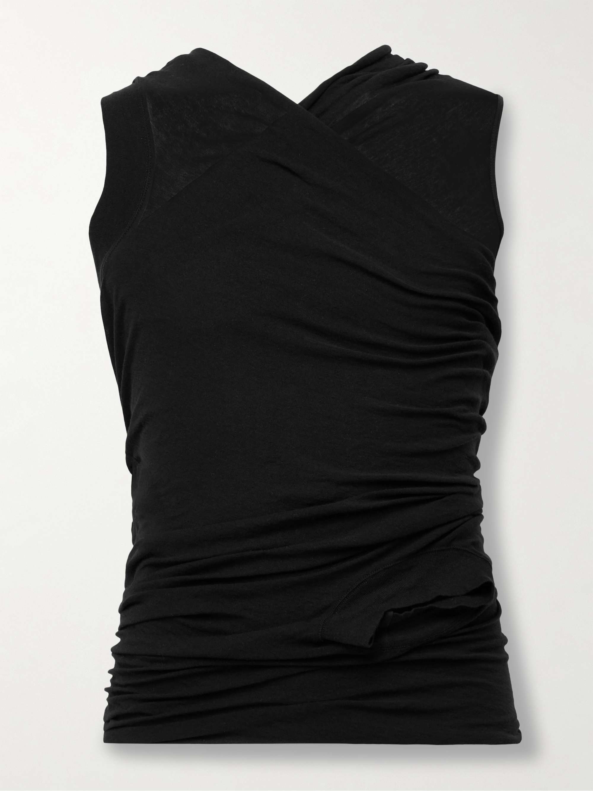 Banana Ruched Layered Cotton-Jersey Tank Top view