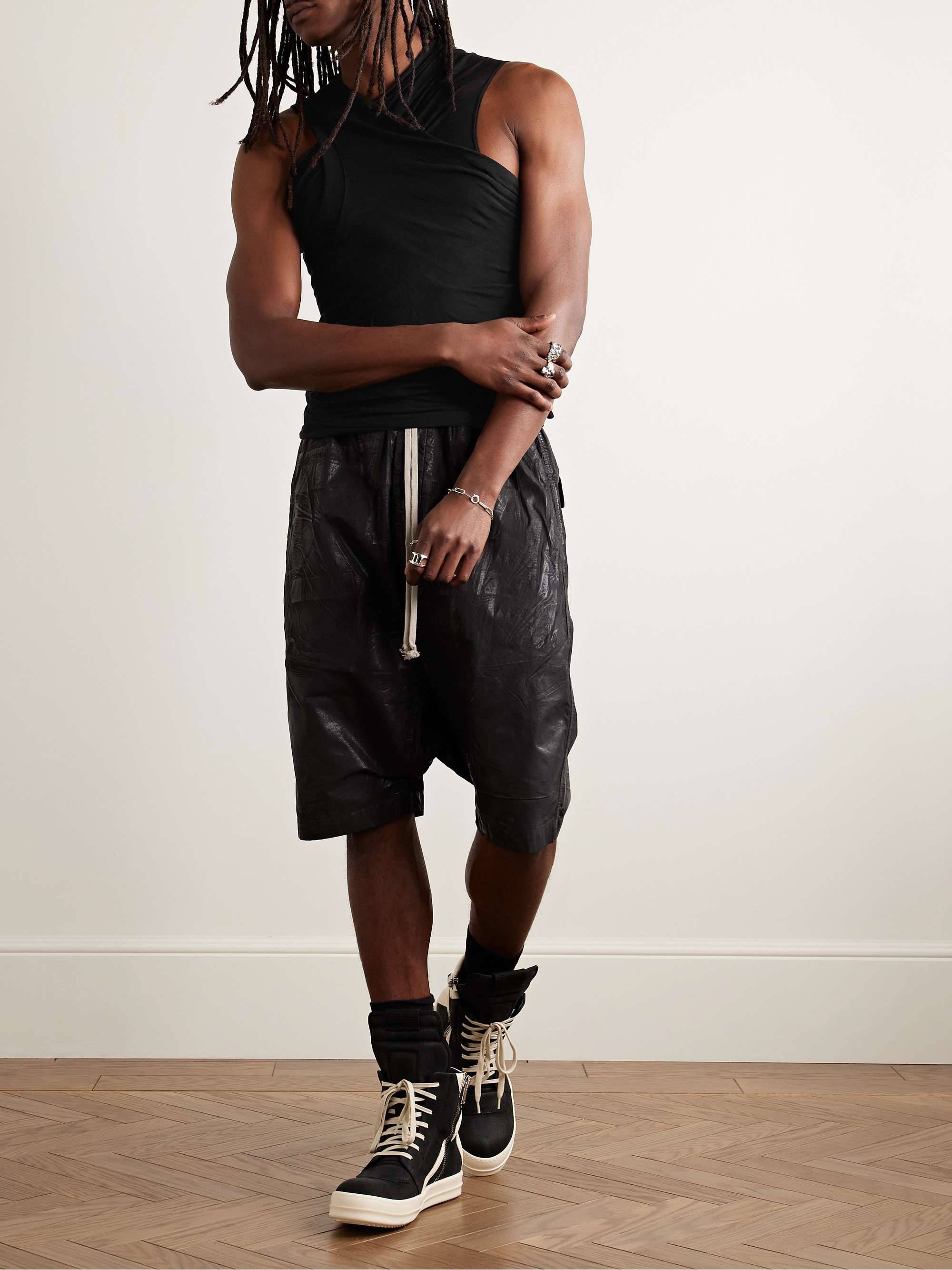 Banana Ruched Layered Cotton-Jersey Tank Top view