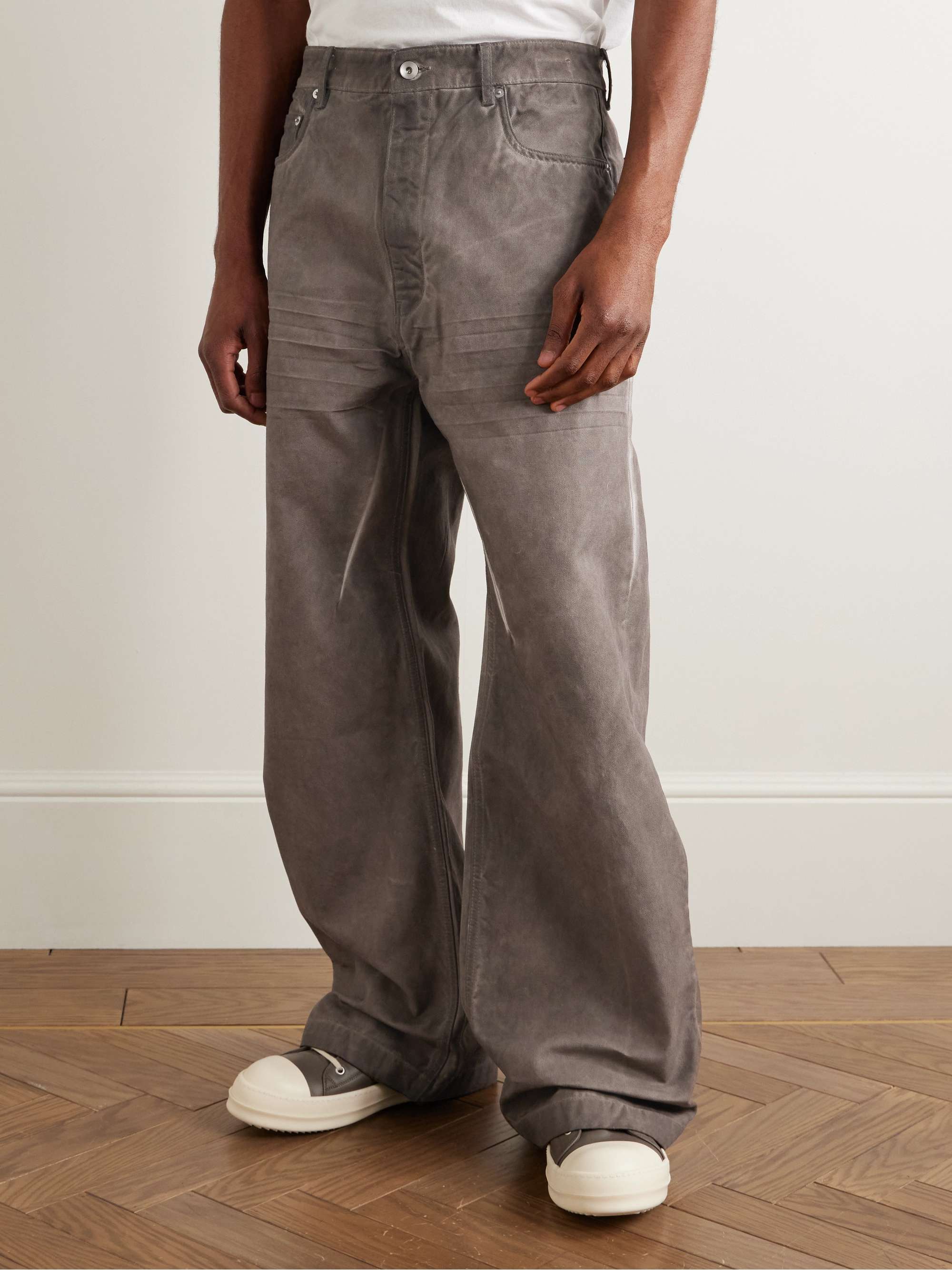 Geth Wide-Leg Organic Cotton-Canvas Trousers view
