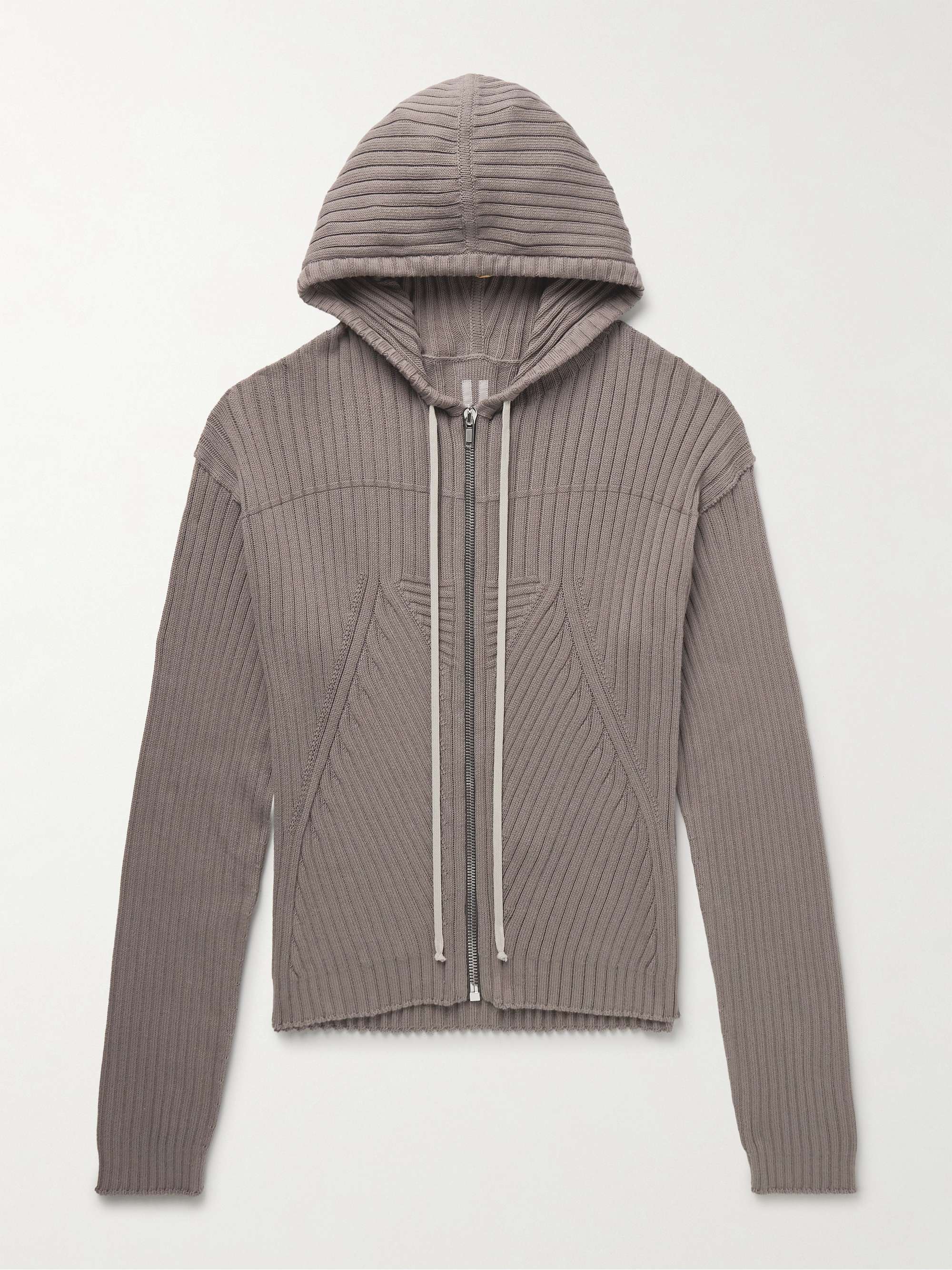 Ribbed Cotton Zip-Up Hoodie view