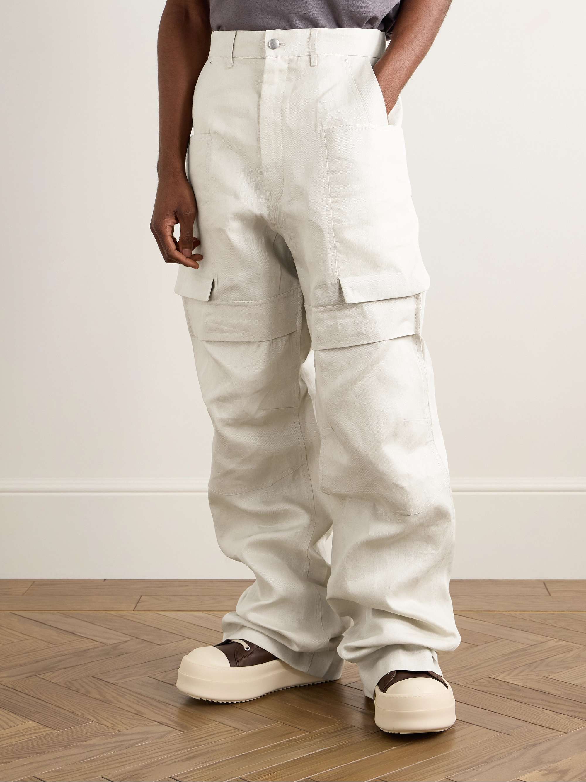Stefan Wide-Leg Linen Cargo Trousers view