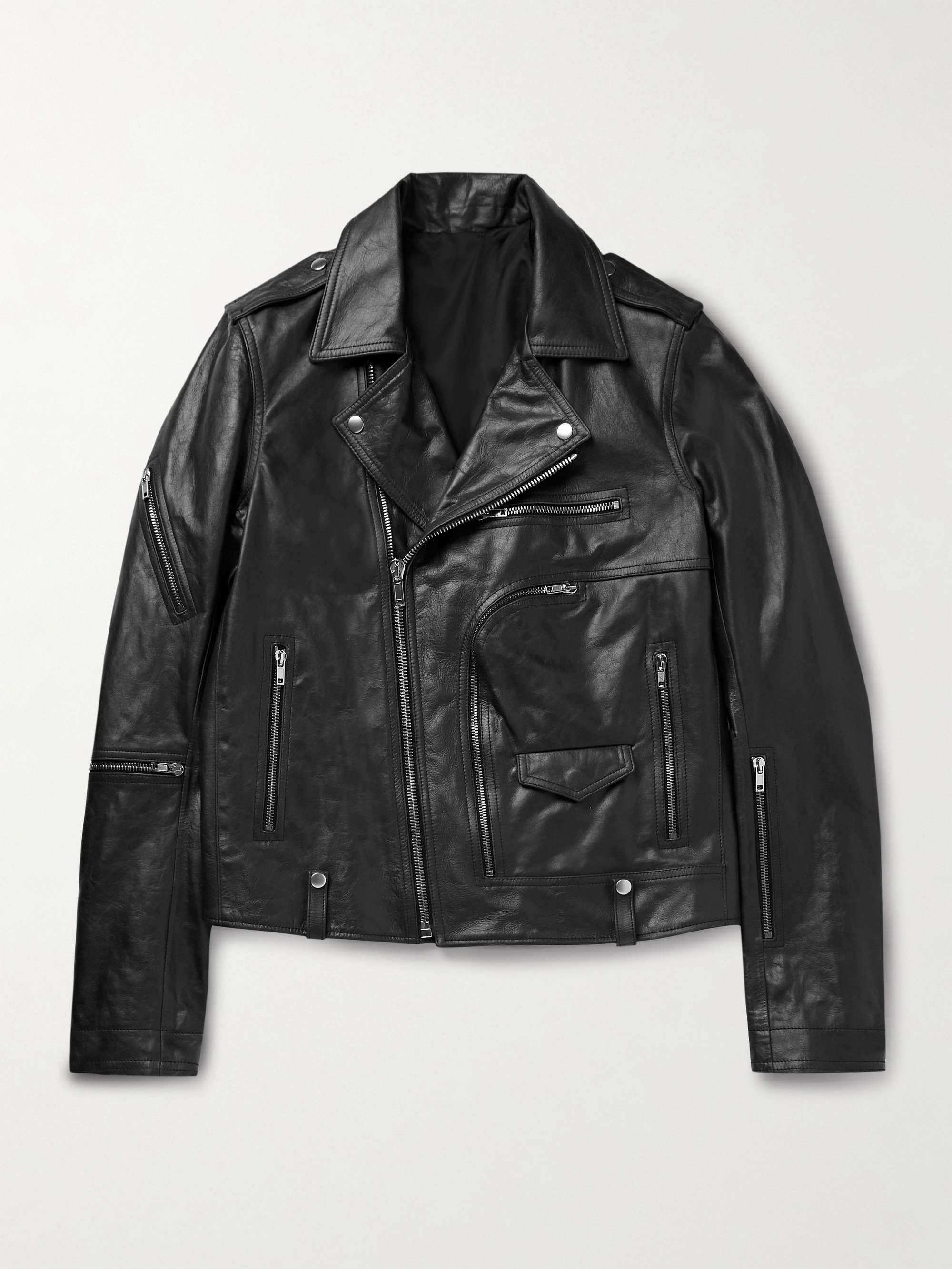 Stooges Slim-Fit Leather Biker Jacket view