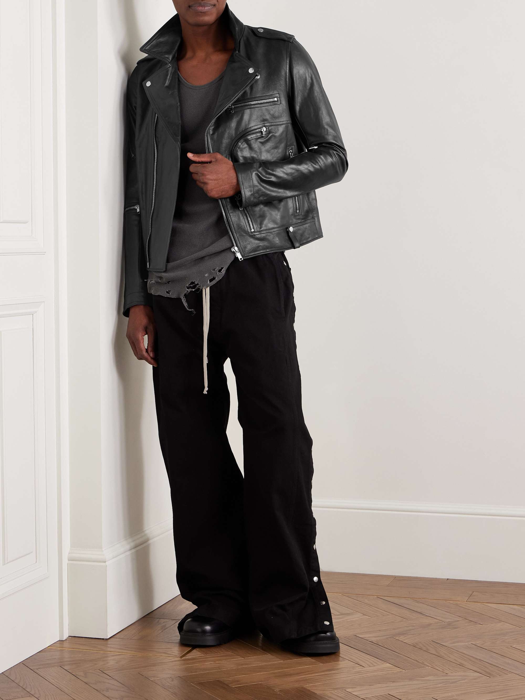 Stooges Slim-Fit Leather Biker Jacket view