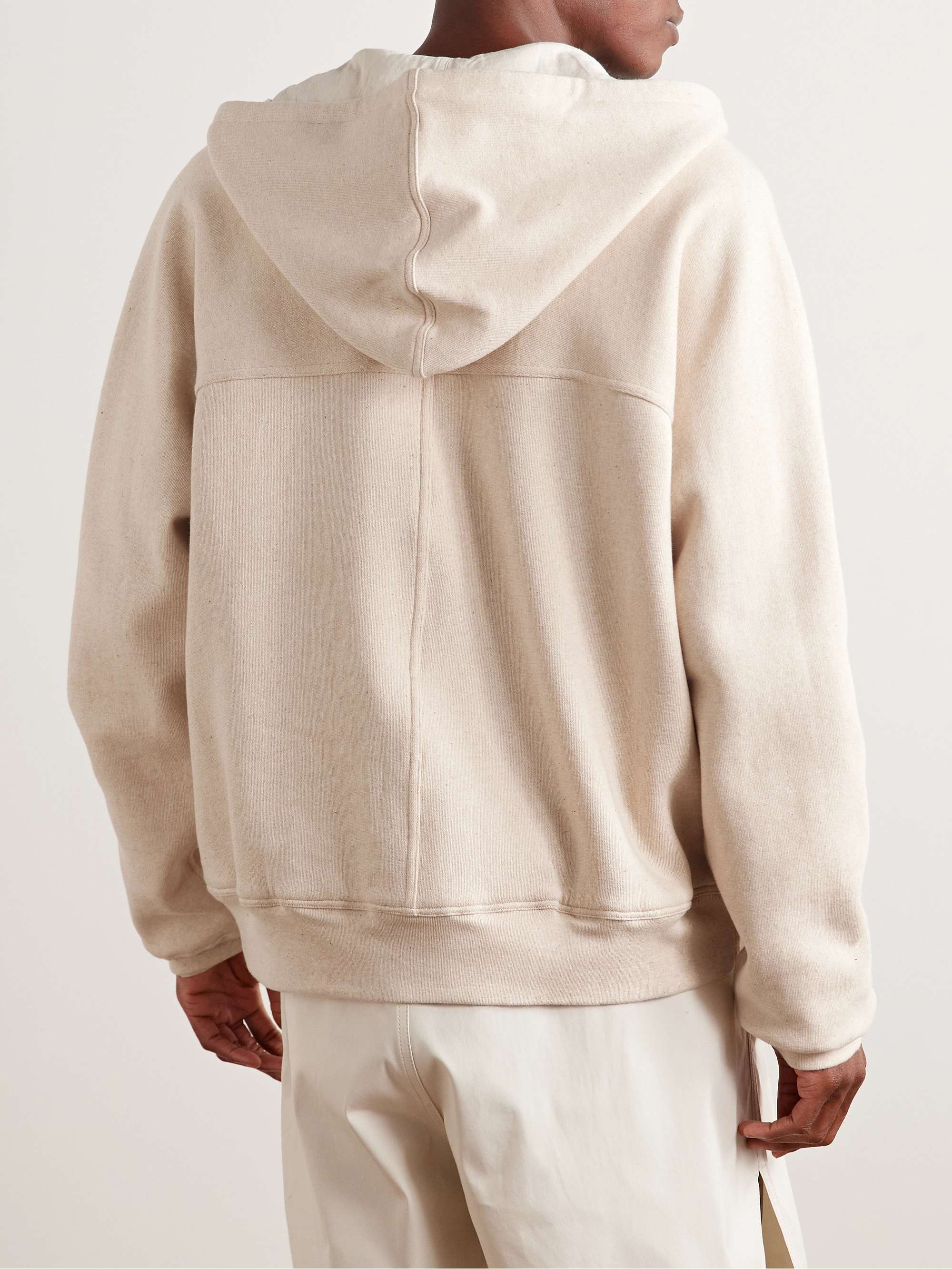 Panelled Cotton-Jersey Zip-Up Hoodie view
