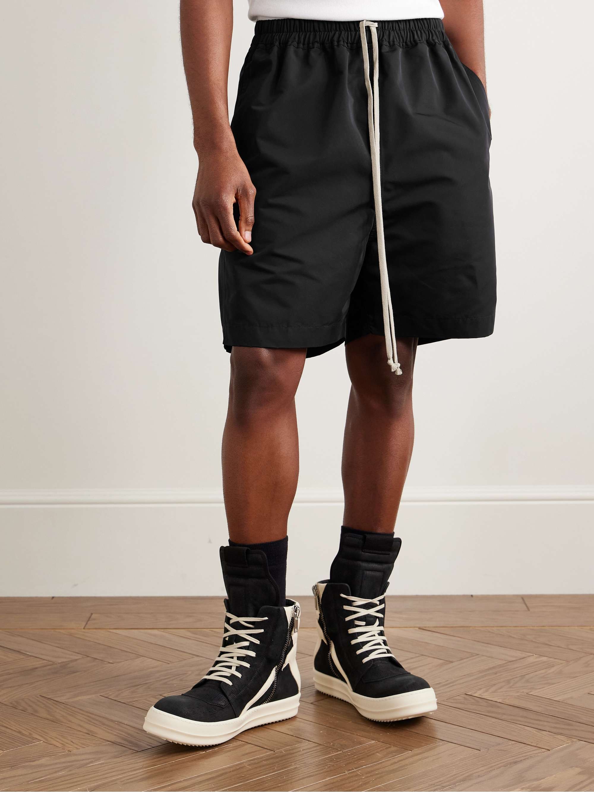 Wide-Leg Shell Drawstring Shorts view