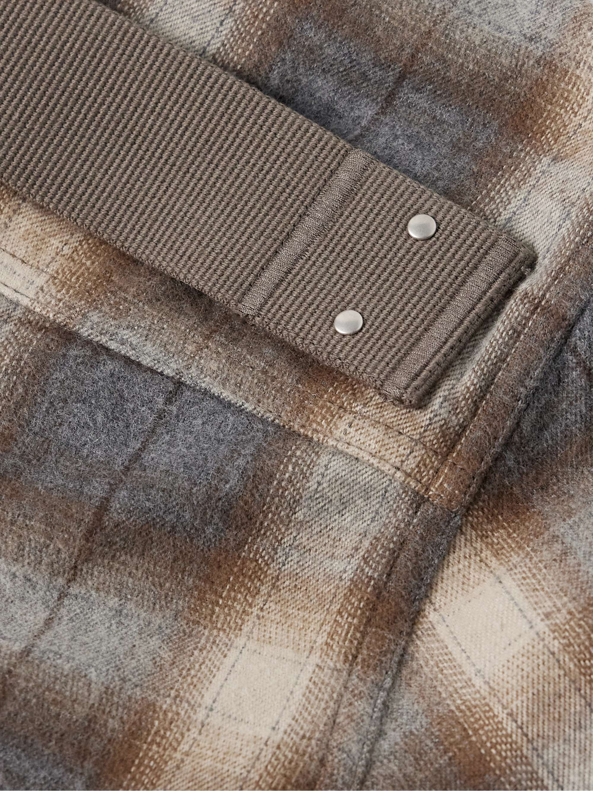 Webbing-Trimmed Checked Cotton-Flannel Overshirt view