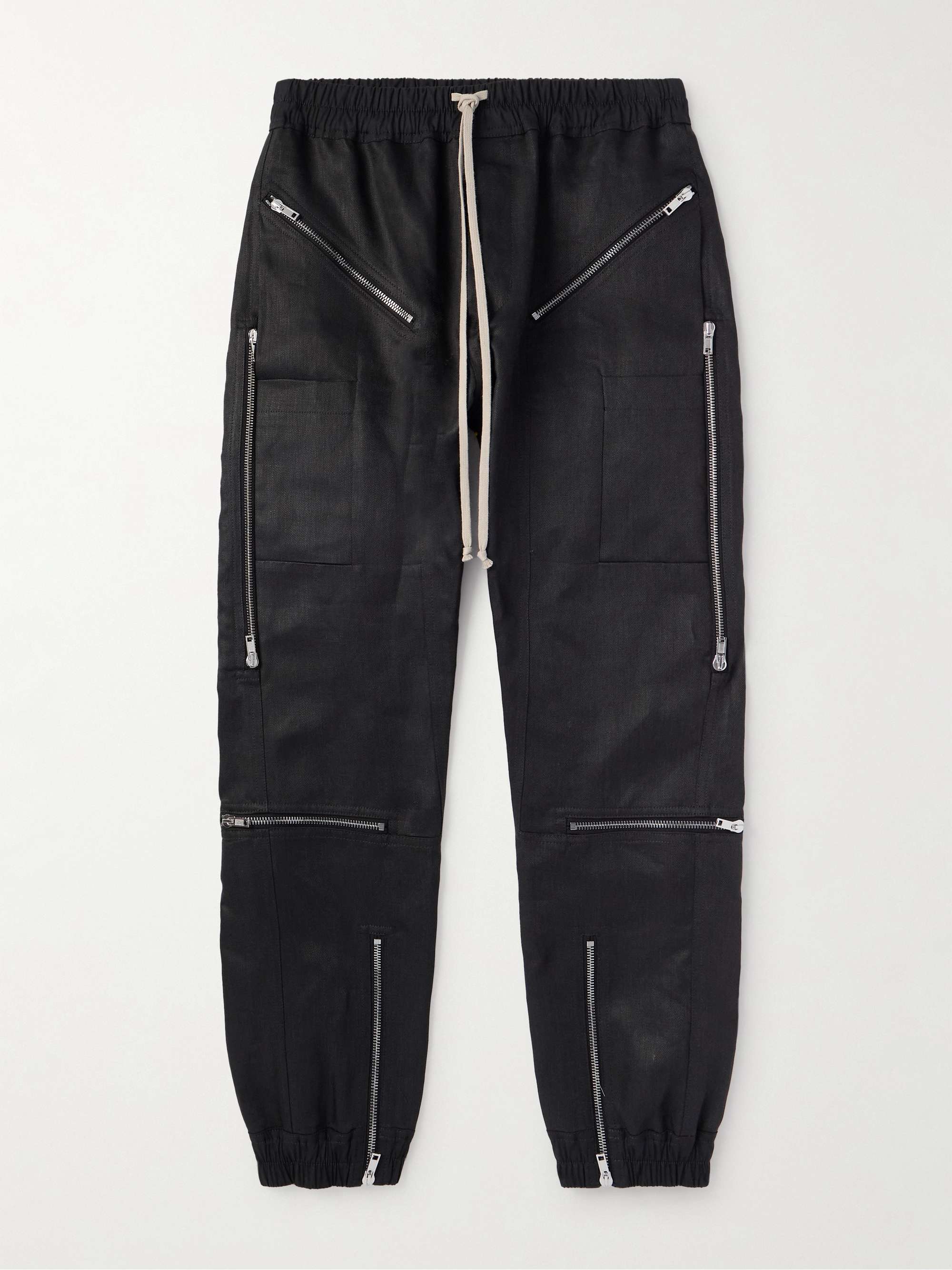 Slim-Fit Tapered Zip-Detailed Linen-Canvas Trousers view