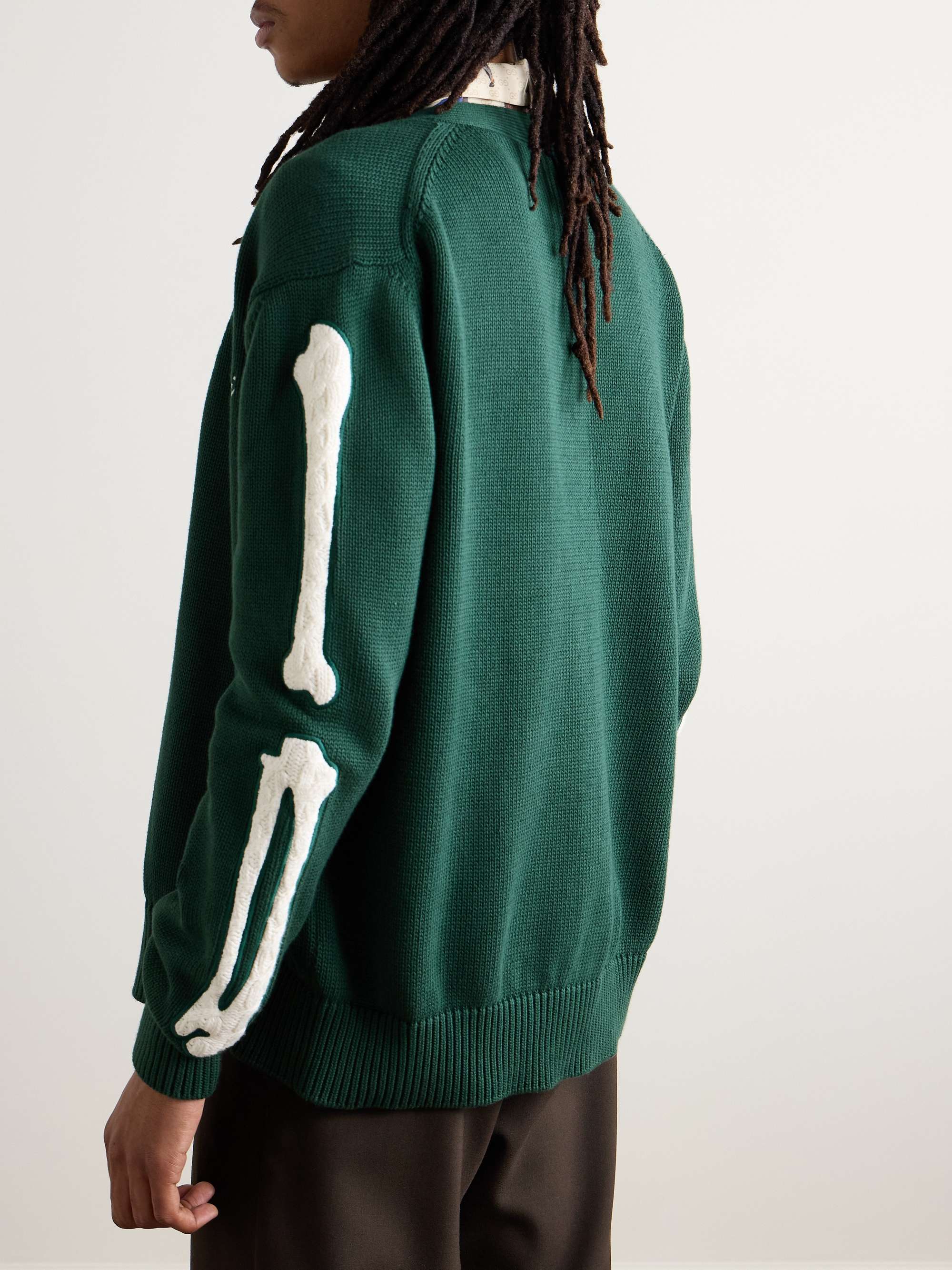 Bones Logo-Embroidered Appliquéd Cotton Cardigan view