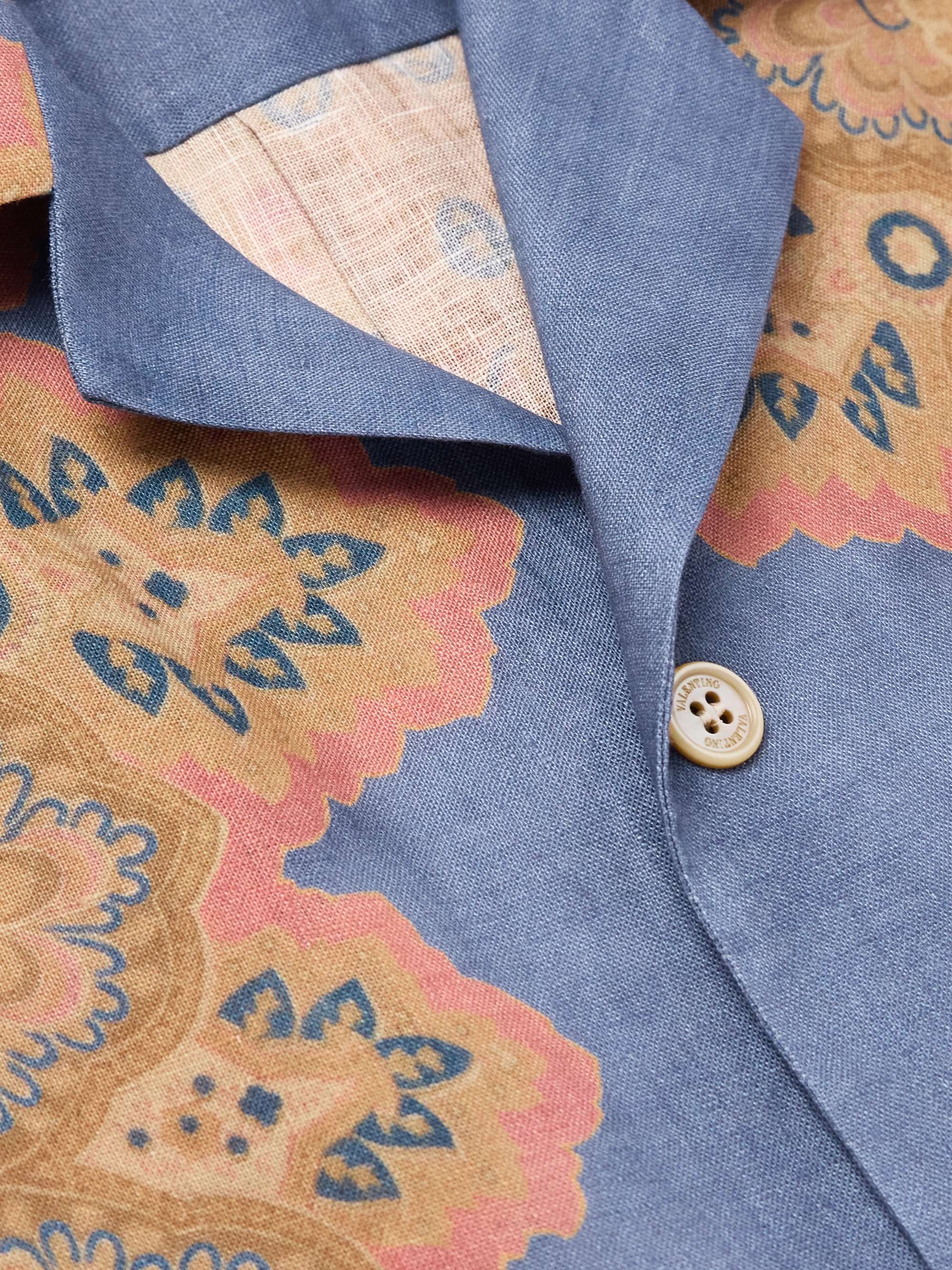 Camp-Collar Printed Linen Shirt view