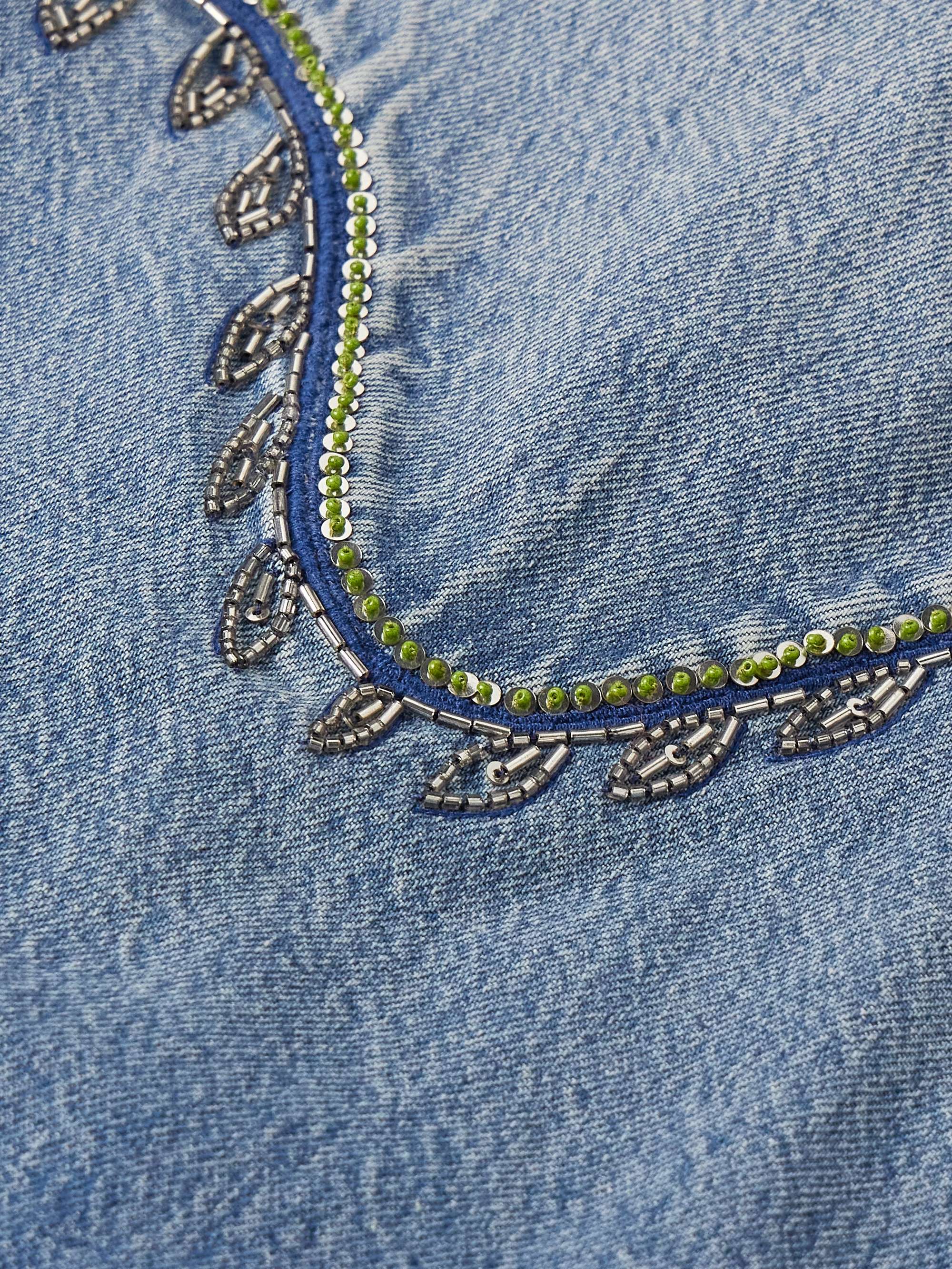 Embellished Embroidered Denim Overshirt view