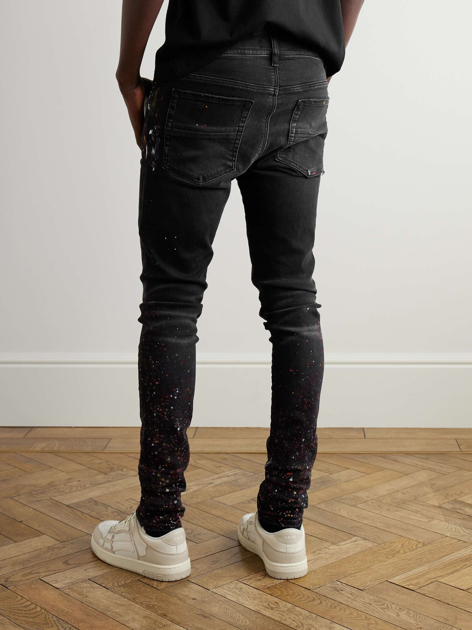 Skinny-Fit Paint-Splattered Jeans view