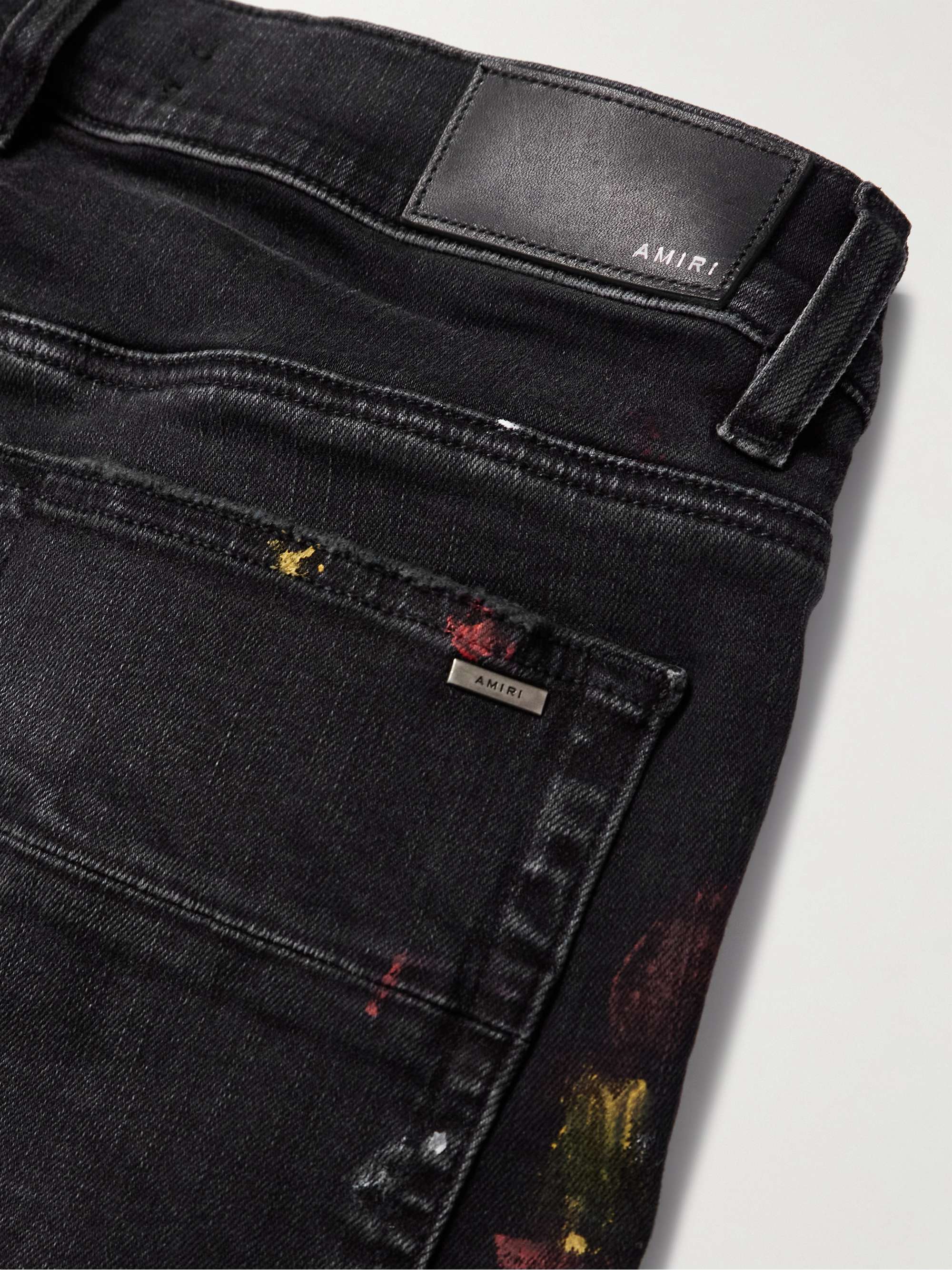Skinny-Fit Paint-Splattered Jeans view