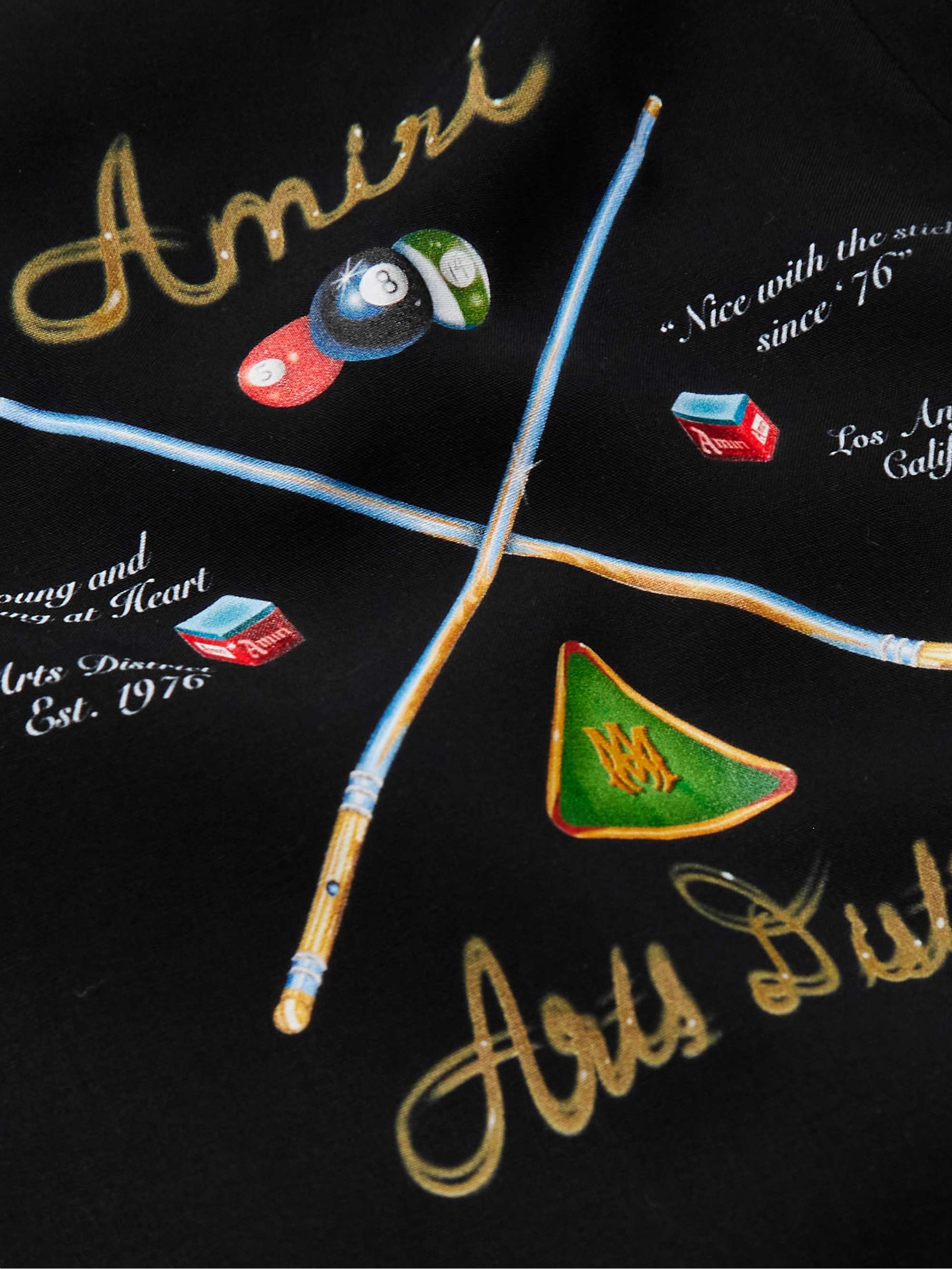 Pool Cue Convertible-Collar Logo-Print Matte-Satin Shirt view