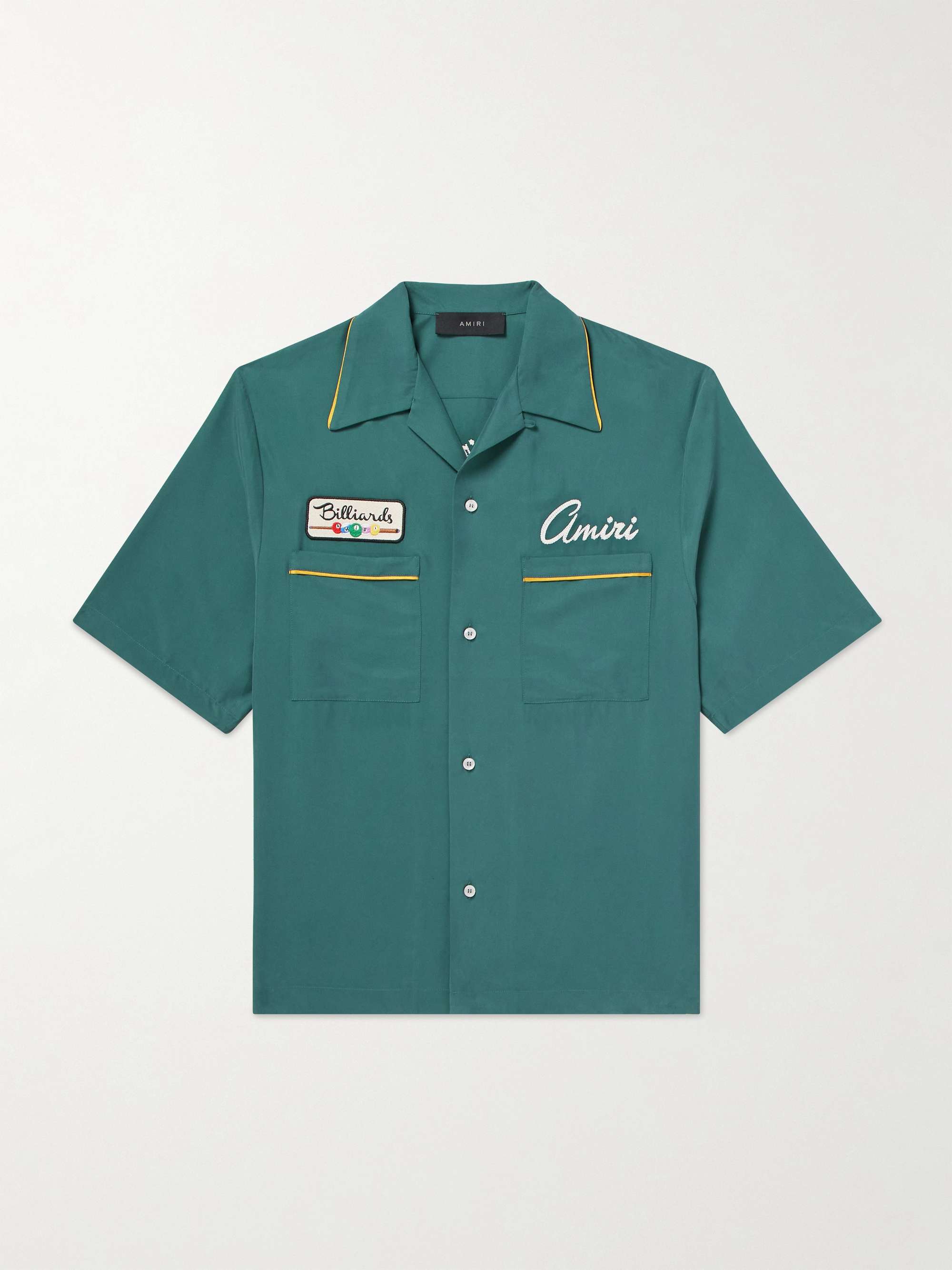 Camp-Collar Logo-Embroidered Modal-Satin Shirt view