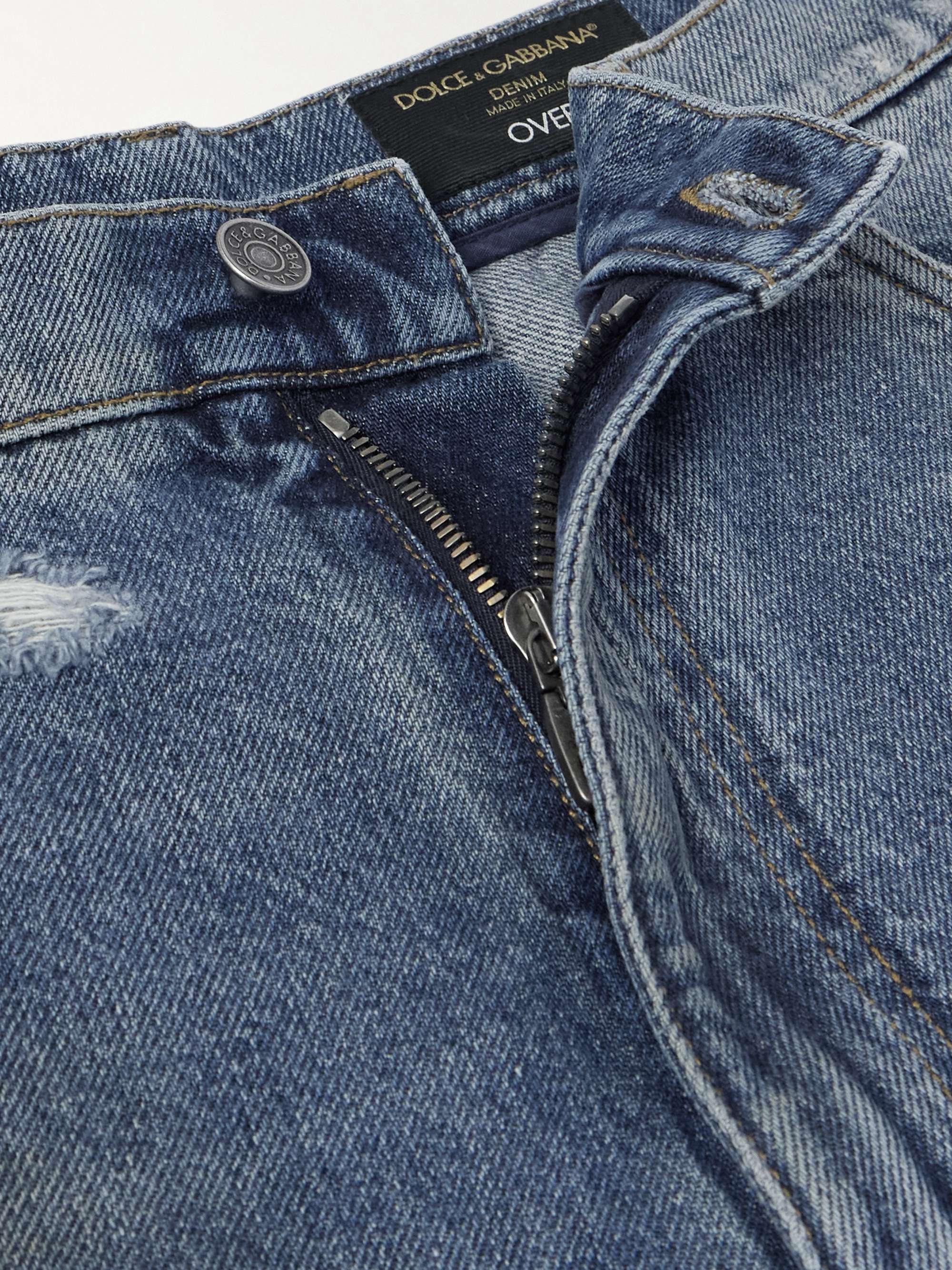 Straight-Leg Logo-Appliquéd Distressed Jeans view
