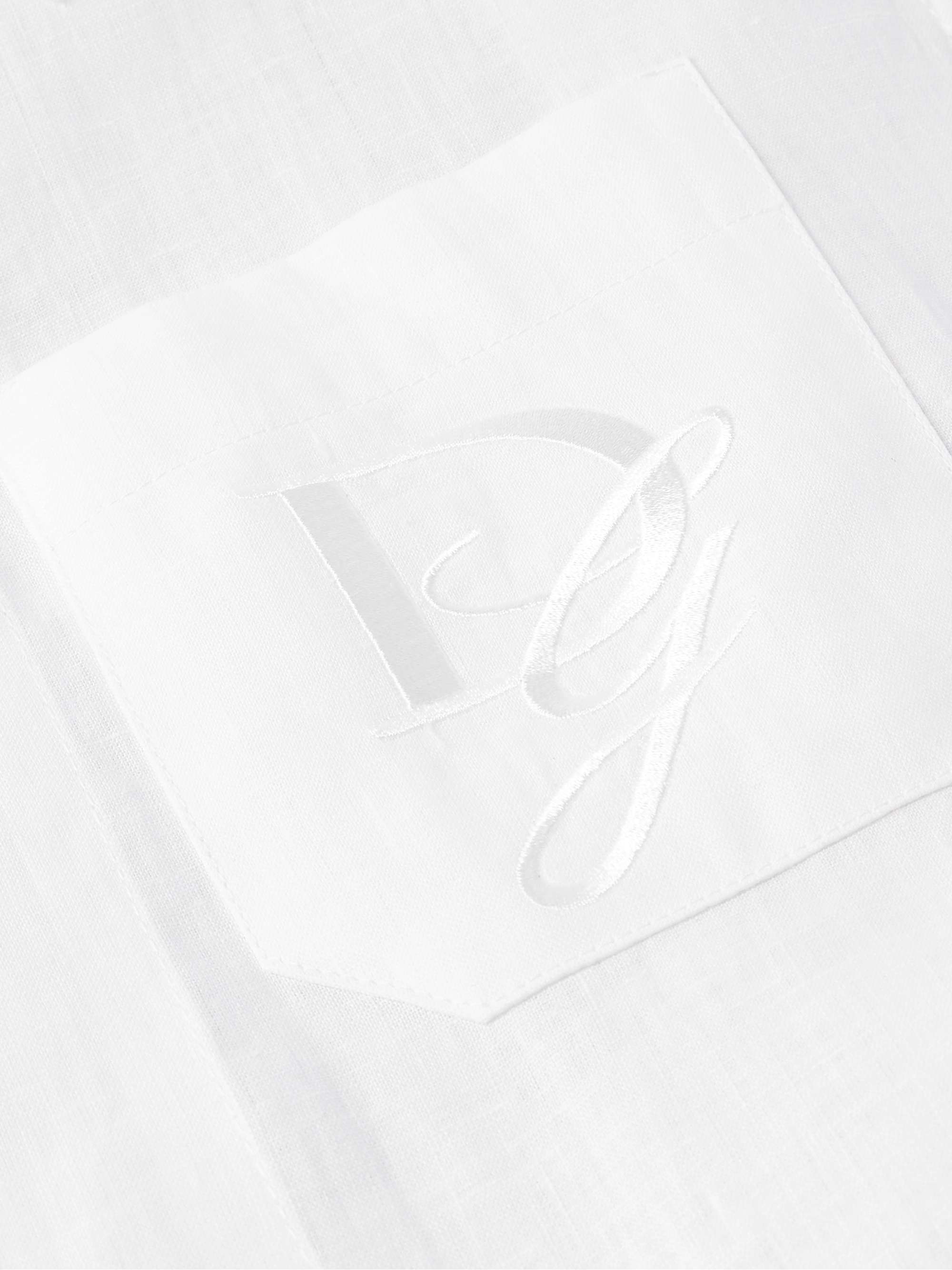 Camp-Collar Logo-Embroidered Linen Shirt view