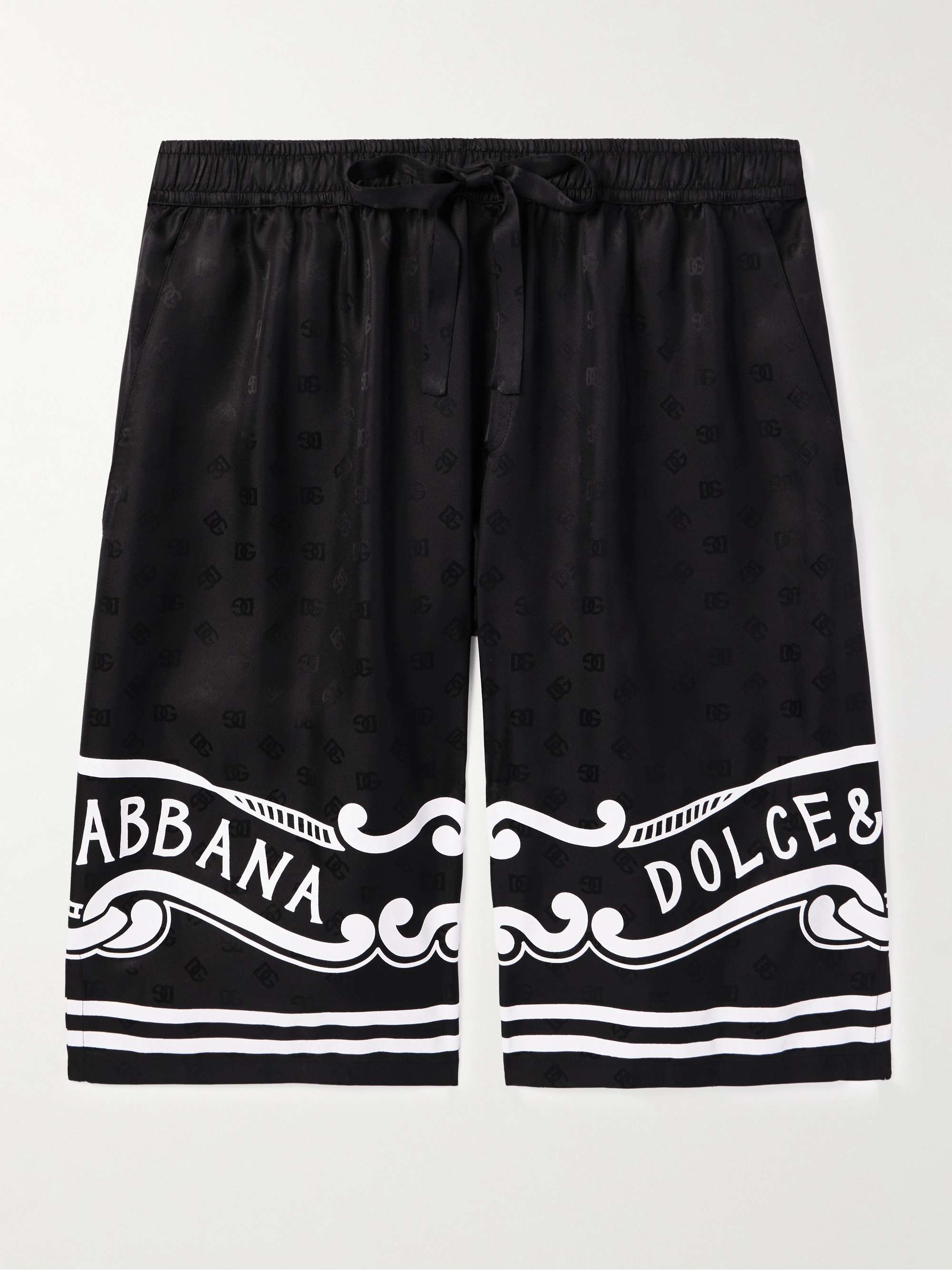 Logo-Print Silk-Twill Jacquard Drawstring Bermuda Shorts view