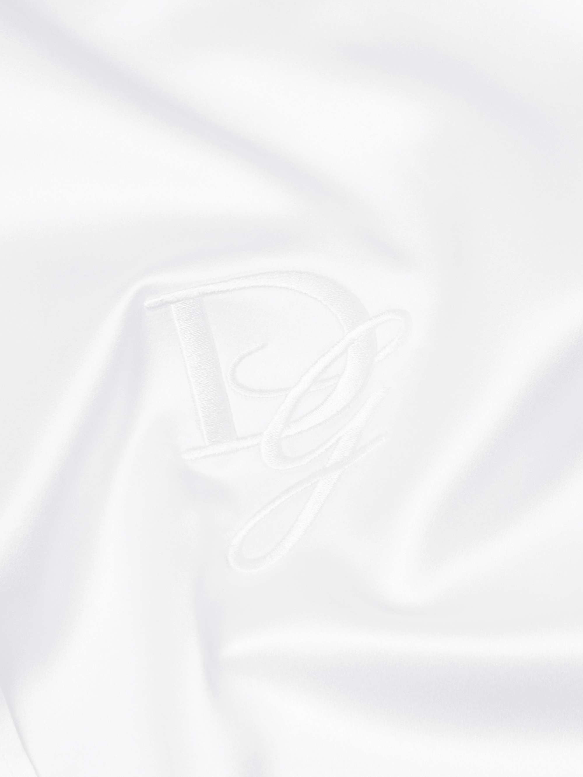 Oversized Logo-Embroidered Silk-Satin Shirt view