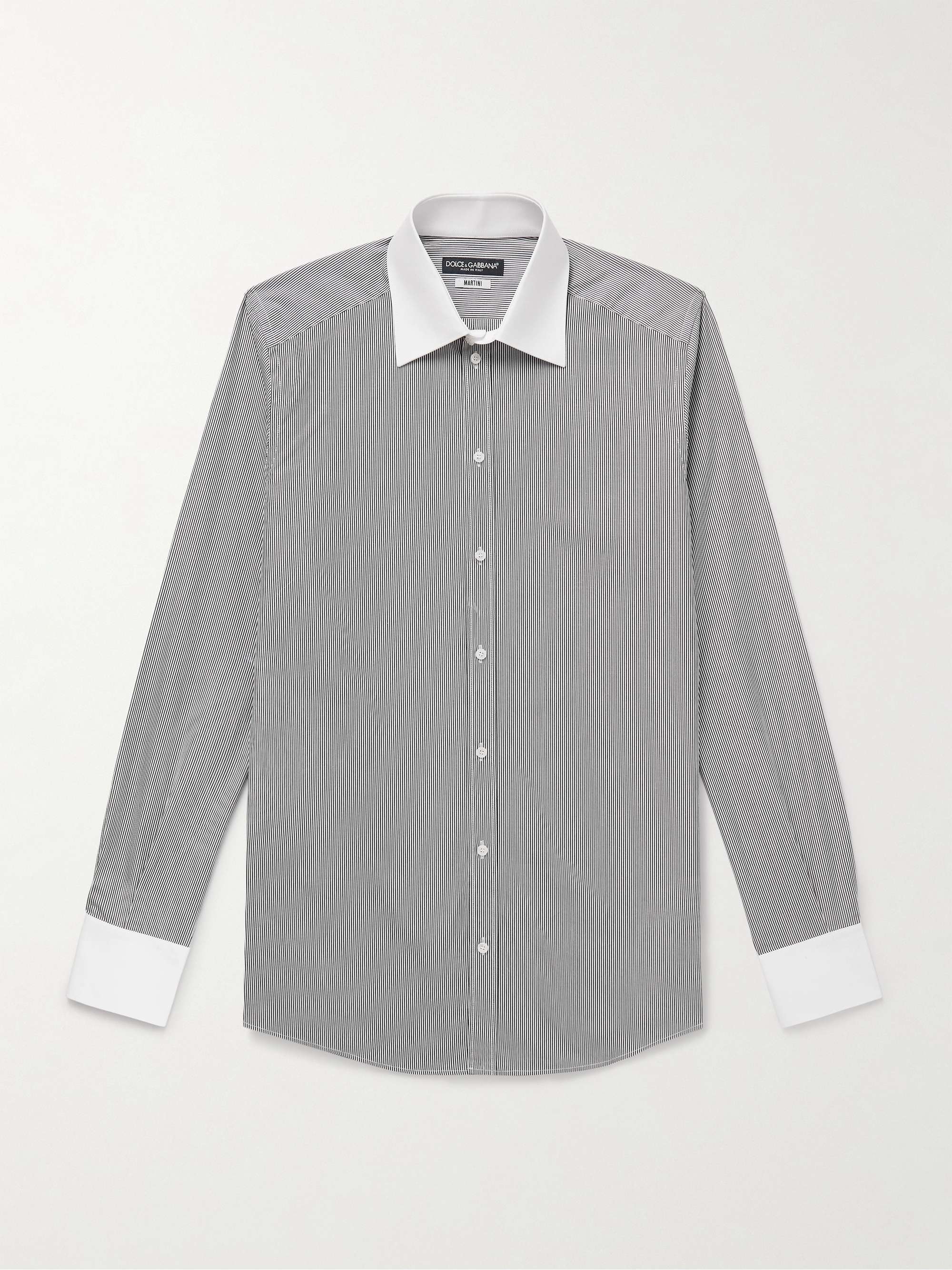 Martini Slim-Fit Striped Cotton-Poplin Shirt view