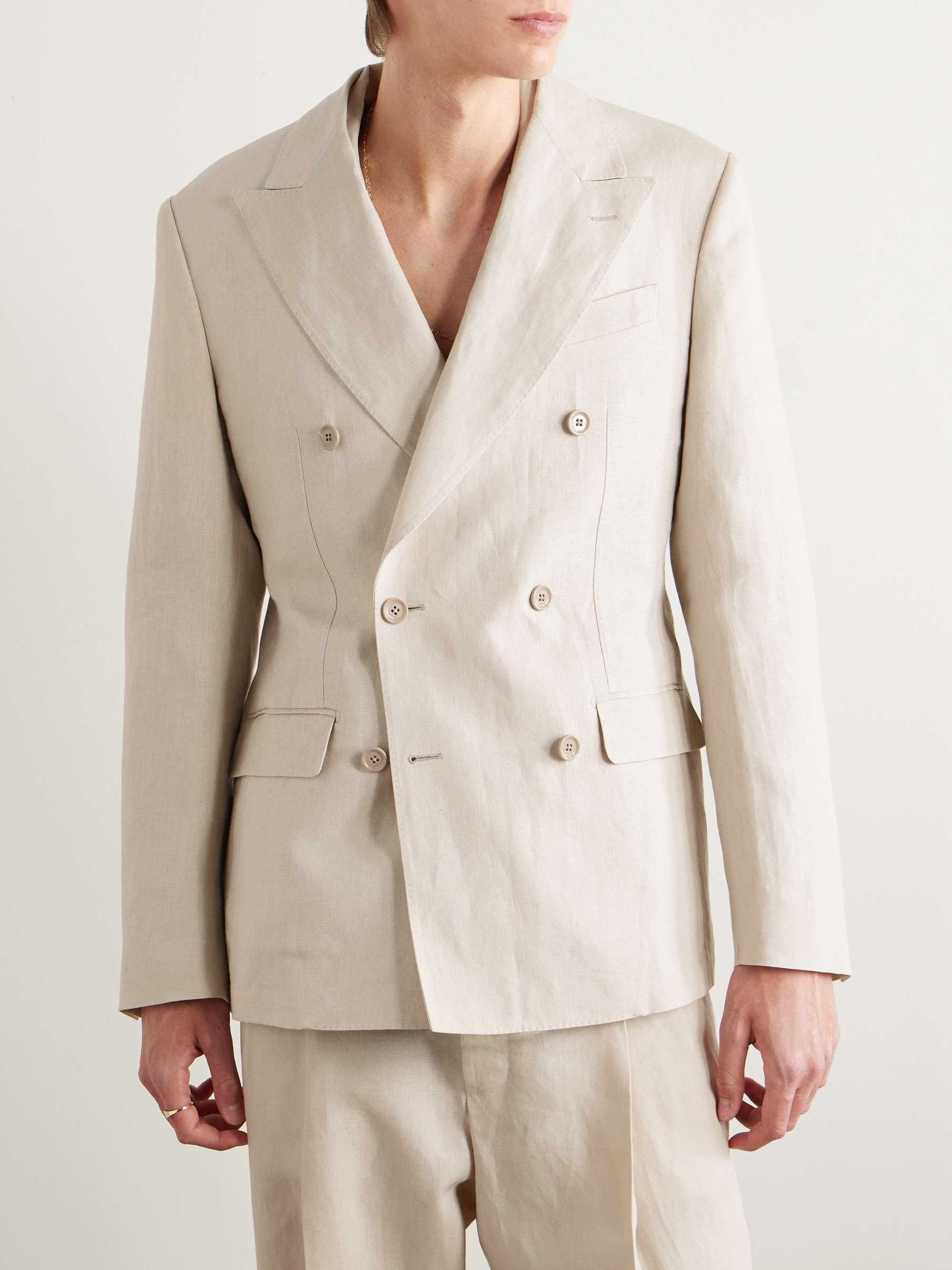 Sicilia Double-Breasted Linen Blazer view