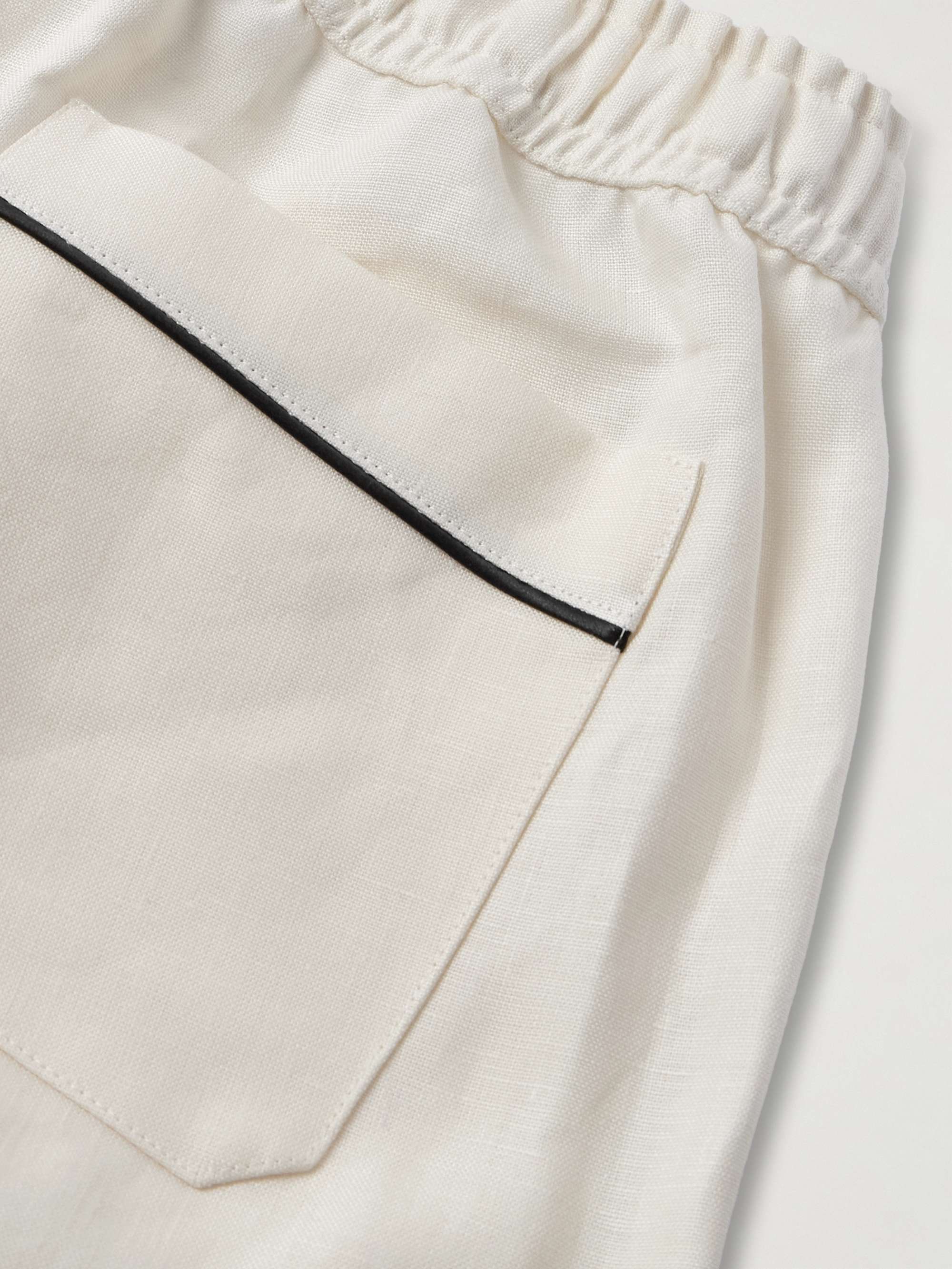 Straight-Leg Piped Linen and Silk-Blend Trousers view
